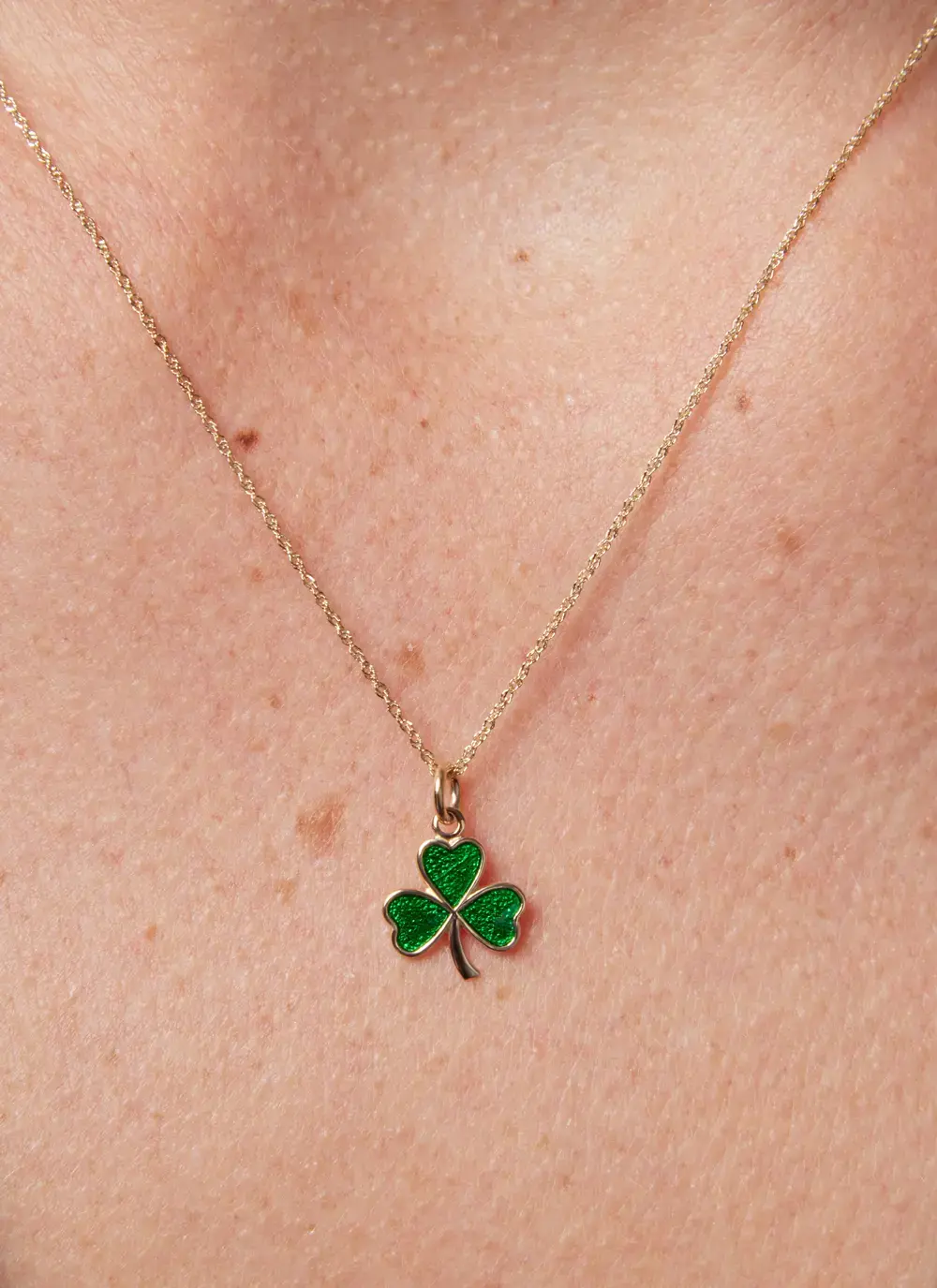 14ct Gold Enamel Shamrock Pendant