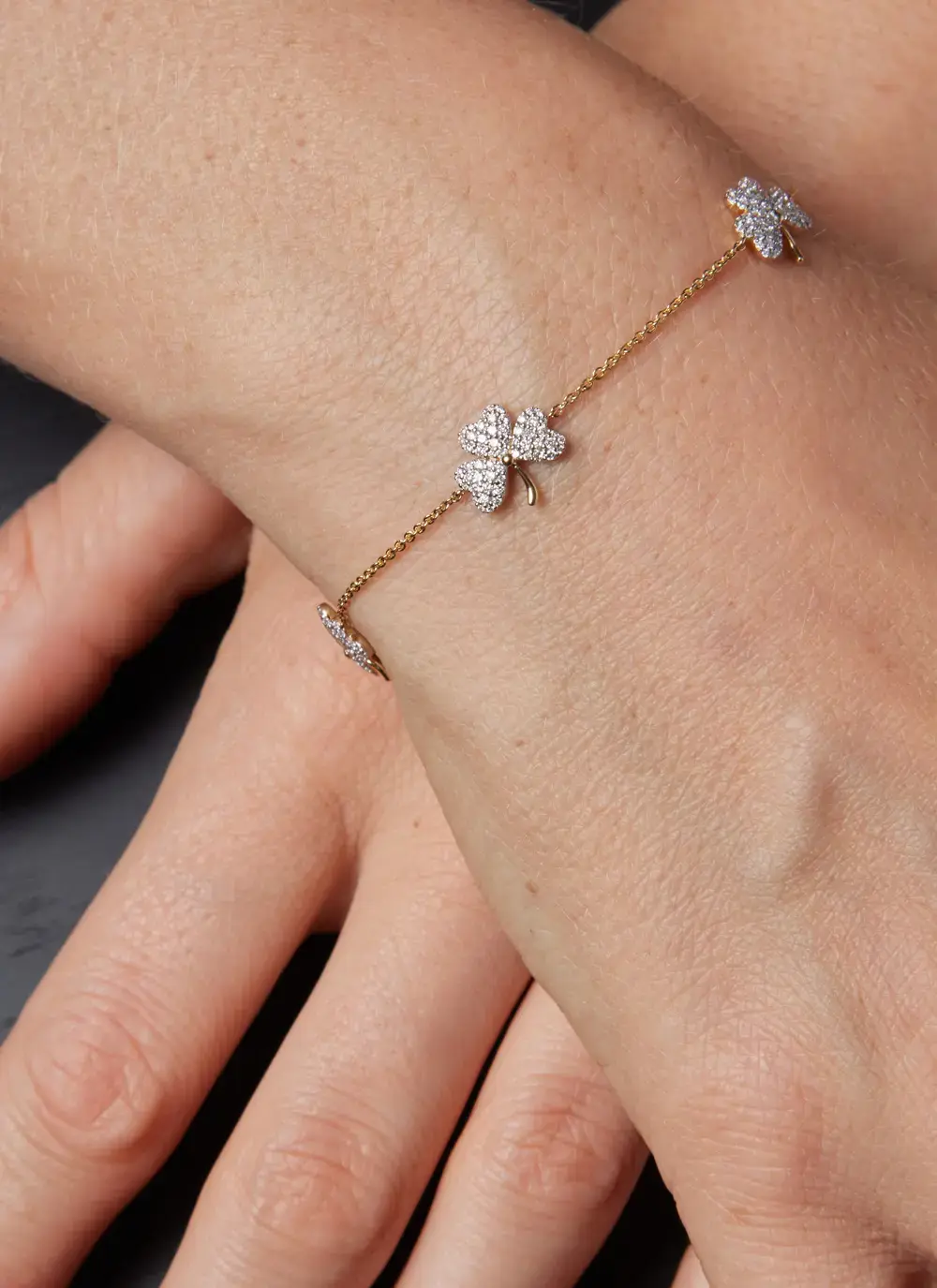 14K Gold Shamrock Bracelet 