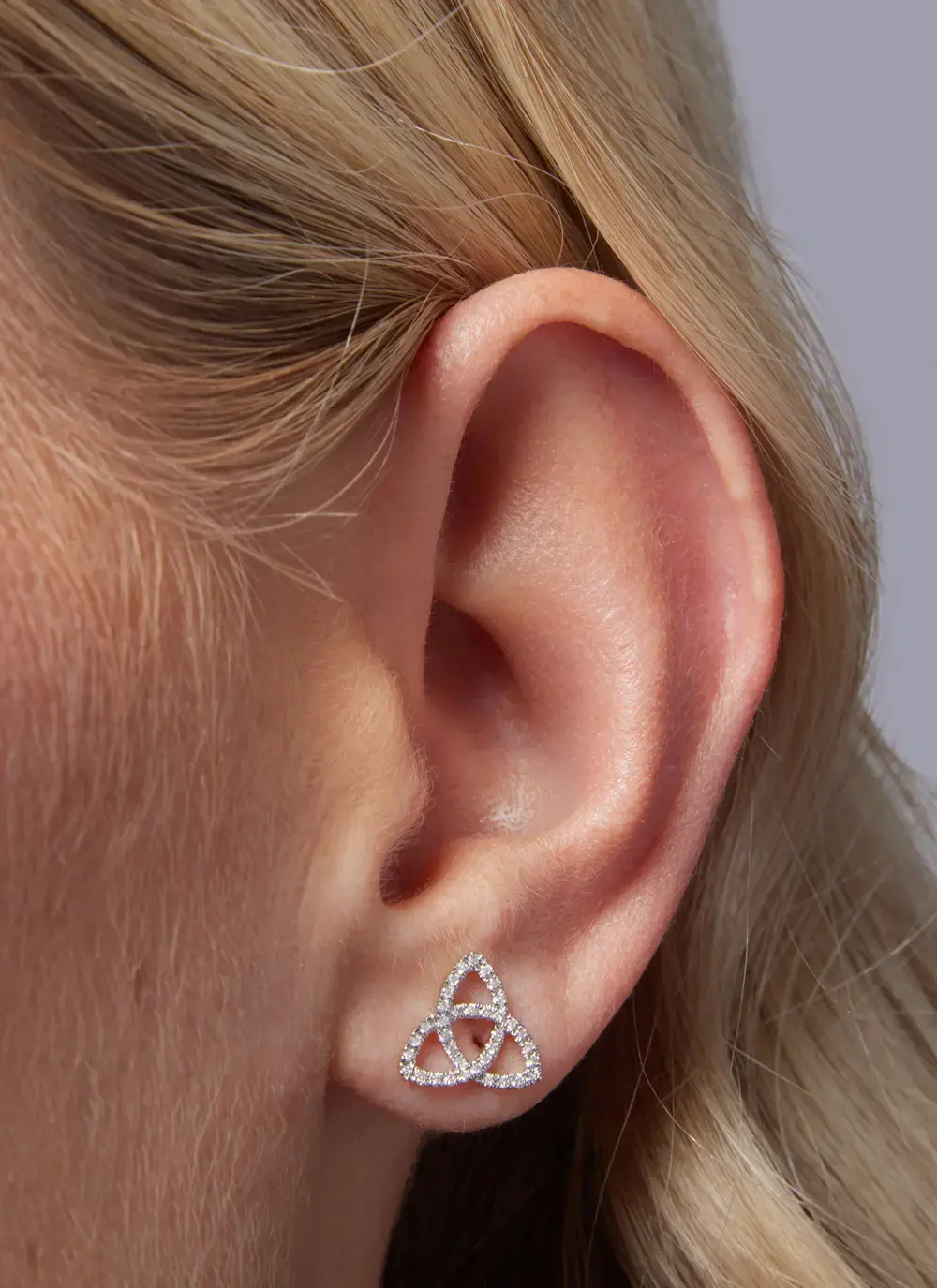 14K Gold Trinity Stud Earrings