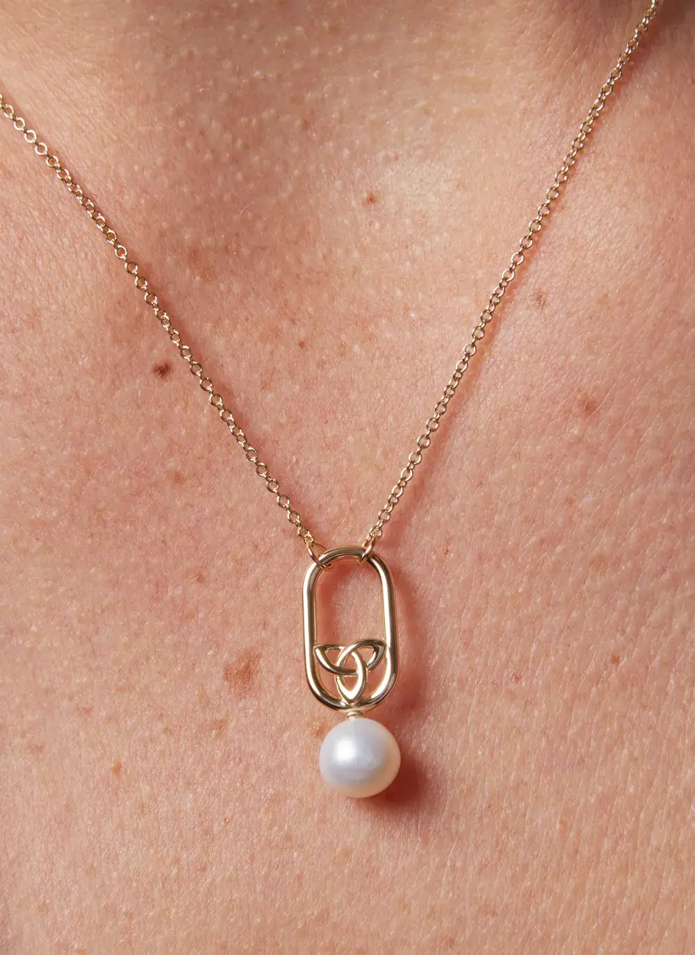 14K Gold Vermeil Celtic Pearl Necklace
