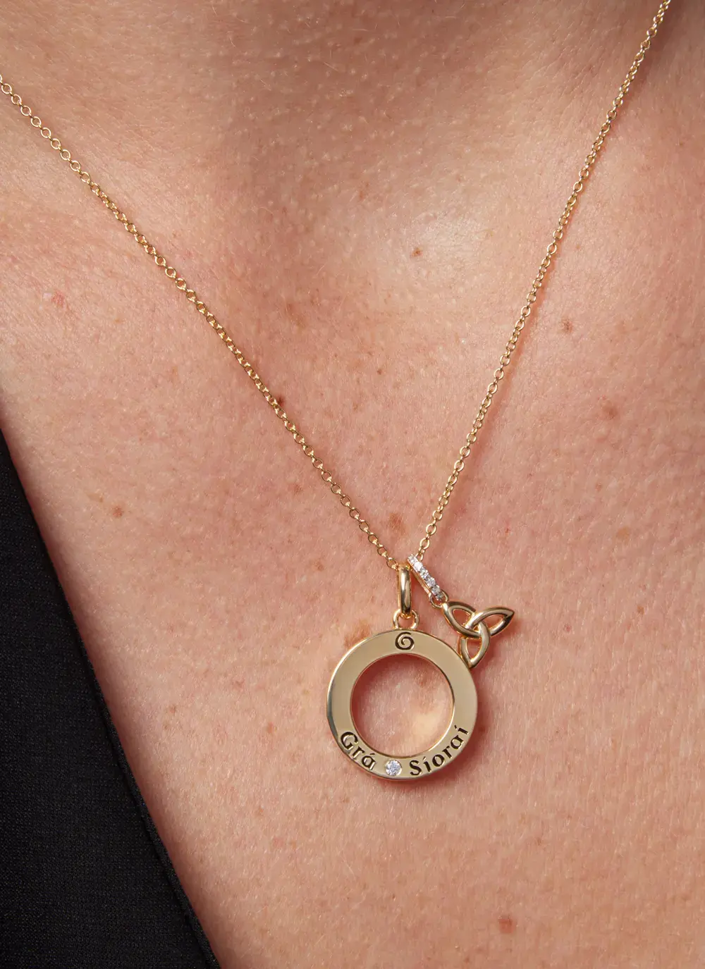 14K Gold Vermeil Gra Trinity Necklace