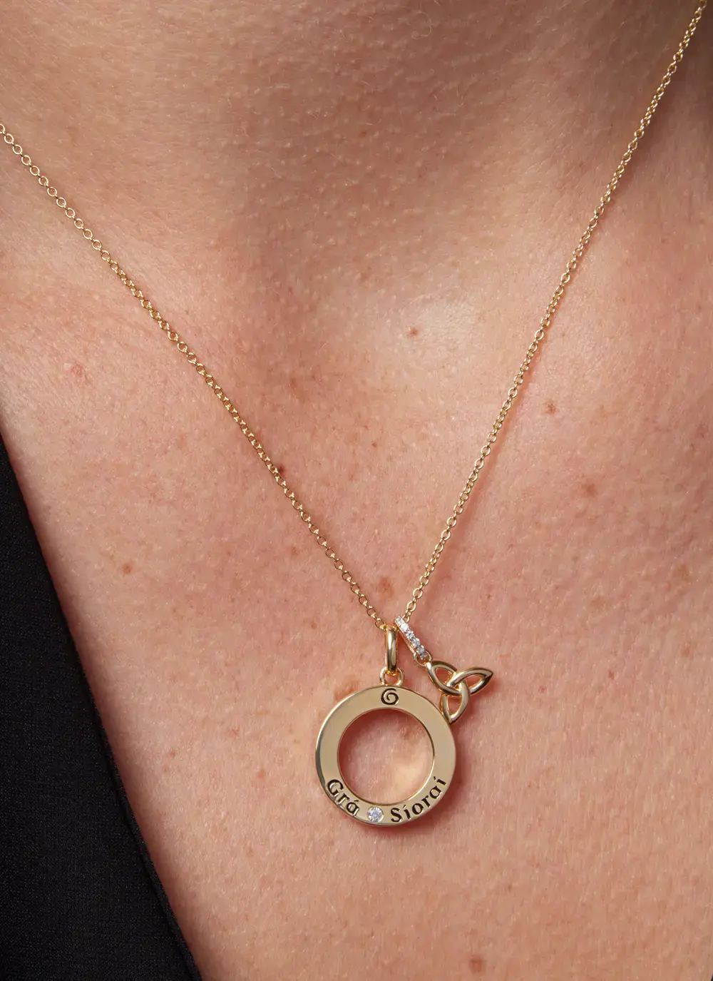 14K Gold Vermeil Gra Trinity Necklace