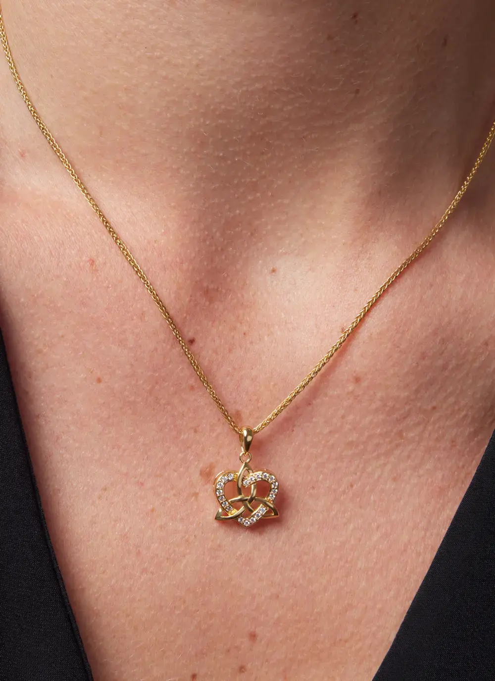 14k Gold Vermeil Trinity Heart Pendant 