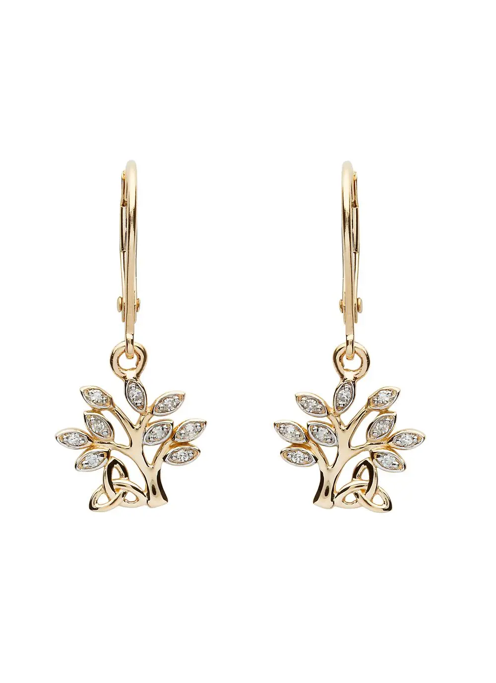 14K Gold Diamond Set Tree of Life Earrings