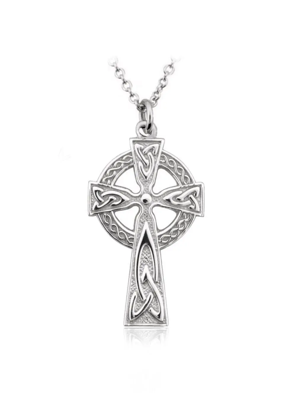 Sterling Silver Embossed Celtic Cross - Medium