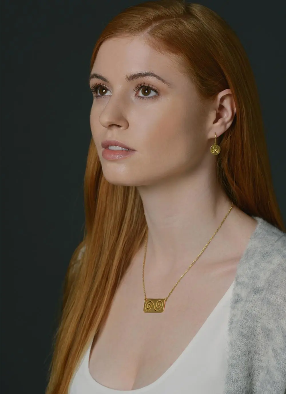 18K Gold Plated Double Spiral Pendant