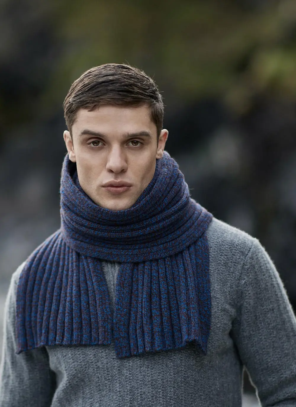 Fisherman Wool Cashmere Ribbed Scarf