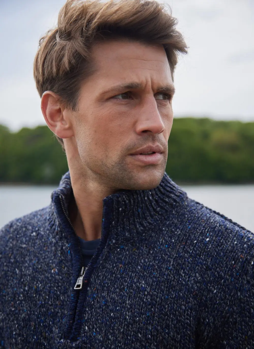 Donegal Fleck Half Zip Sweater