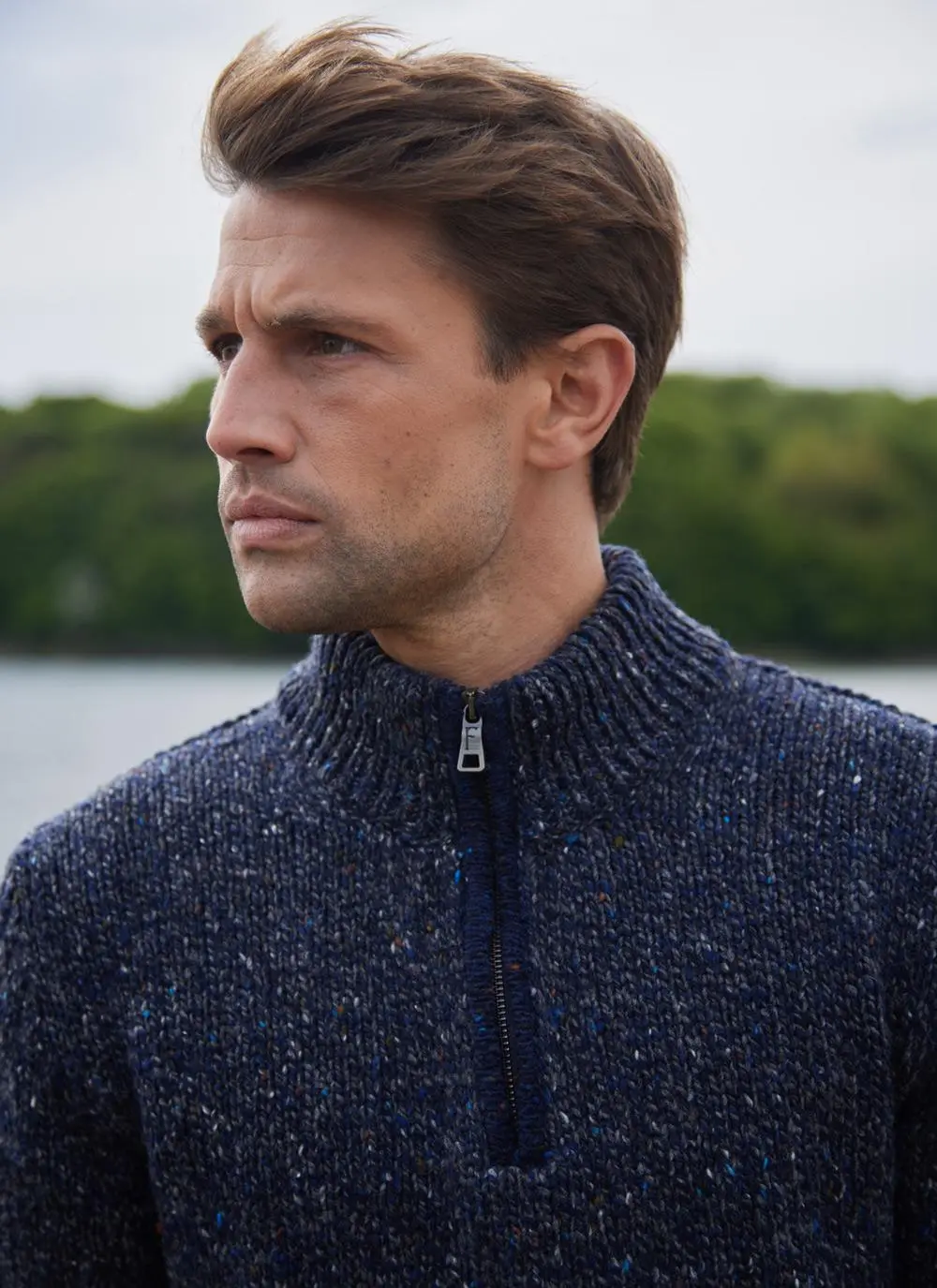 Donegal Fleck Half Zip Sweater