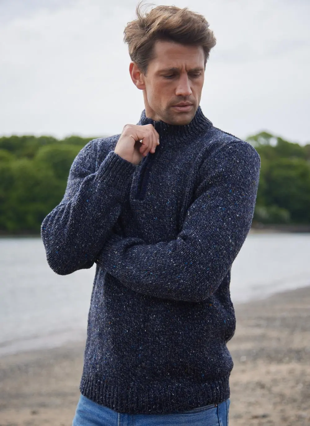 Donegal Fleck Half Zip Sweater