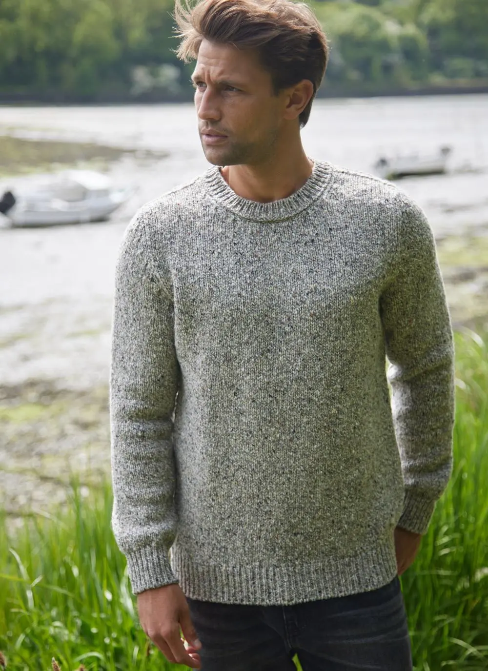Fisherman Donegal Fleck Crew Neck Sweater