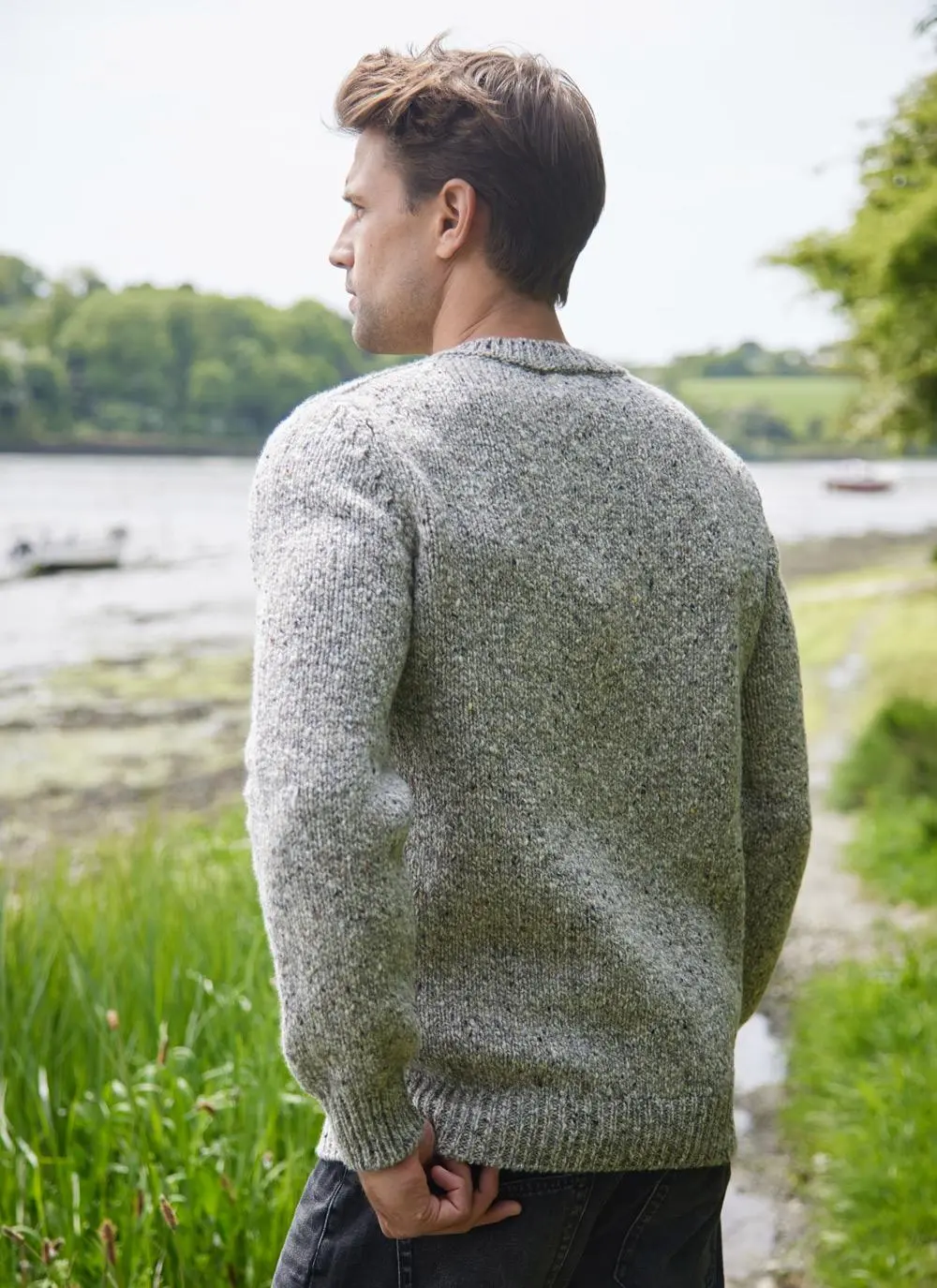 Fisherman Donegal Fleck Crew Neck Sweater