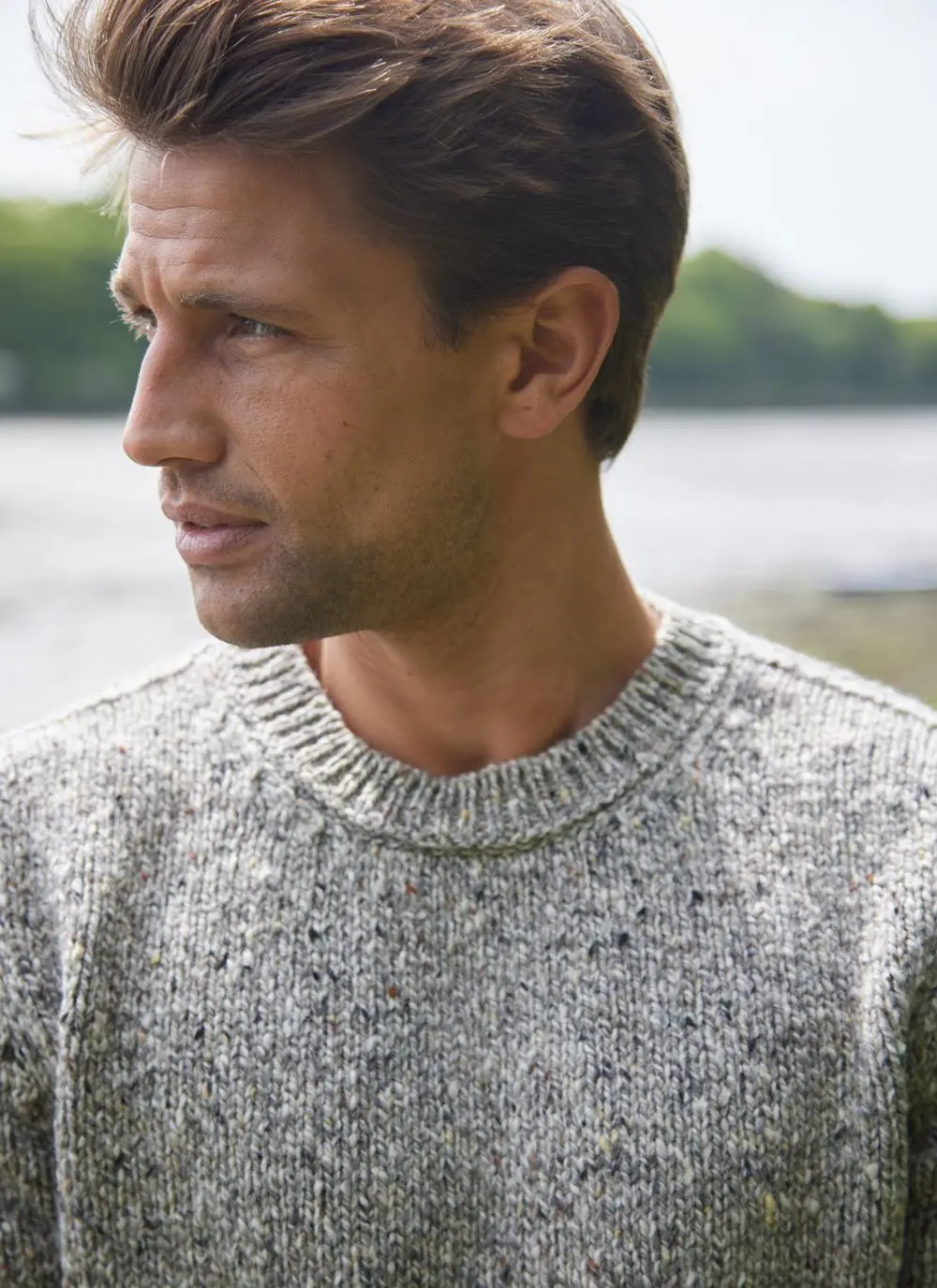 Fisherman Donegal Fleck Crew Neck Sweater