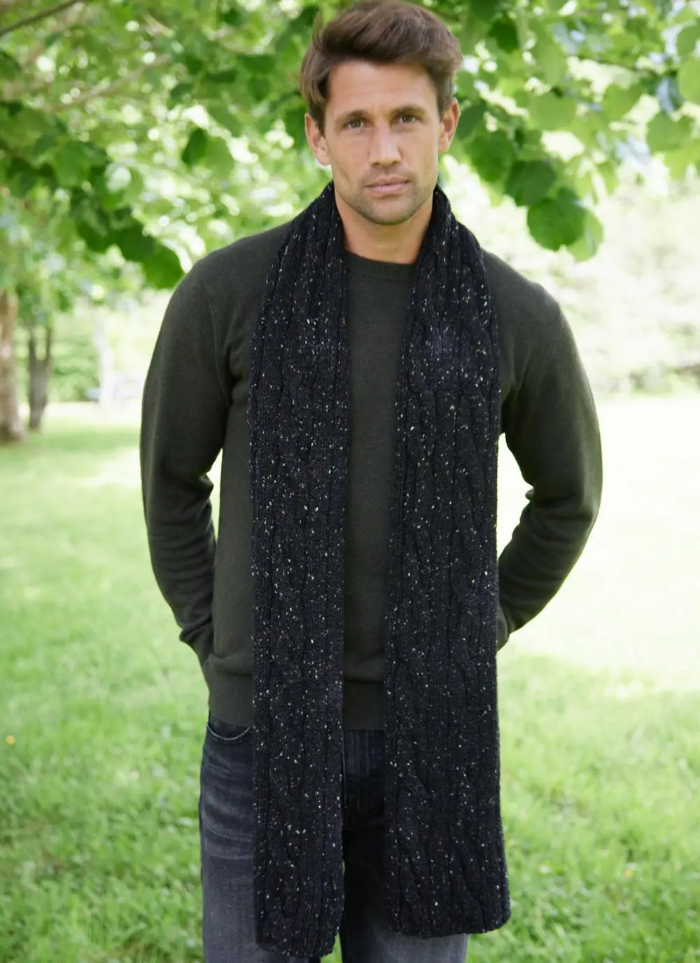 Fisherman Donegal Fleck Cable Scarf