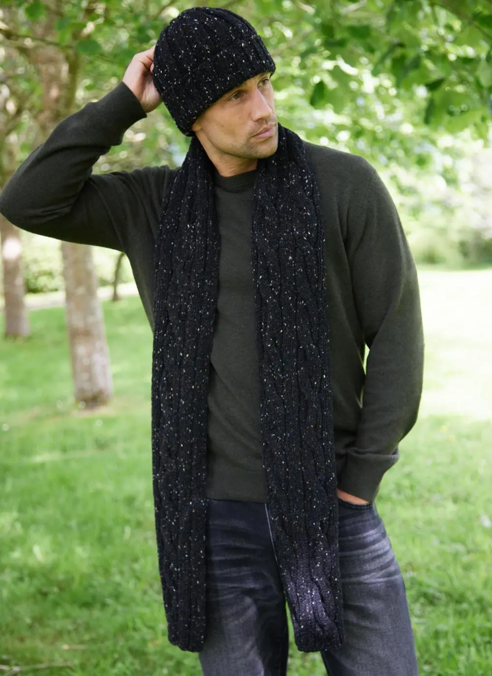 Fisherman Donegal Fleck Ribbed Beanie 