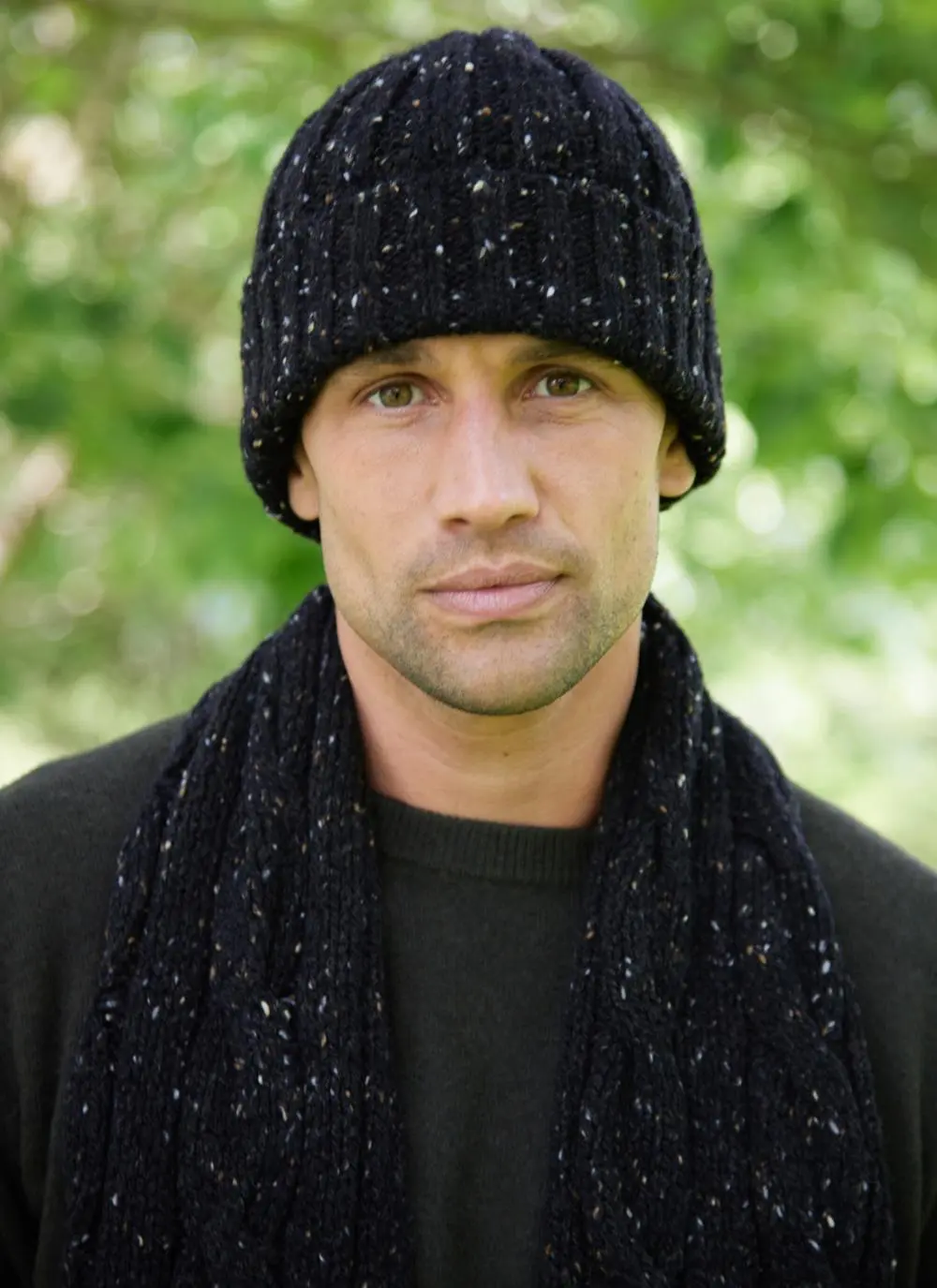 Fisherman Donegal Fleck Ribbed Beanie 