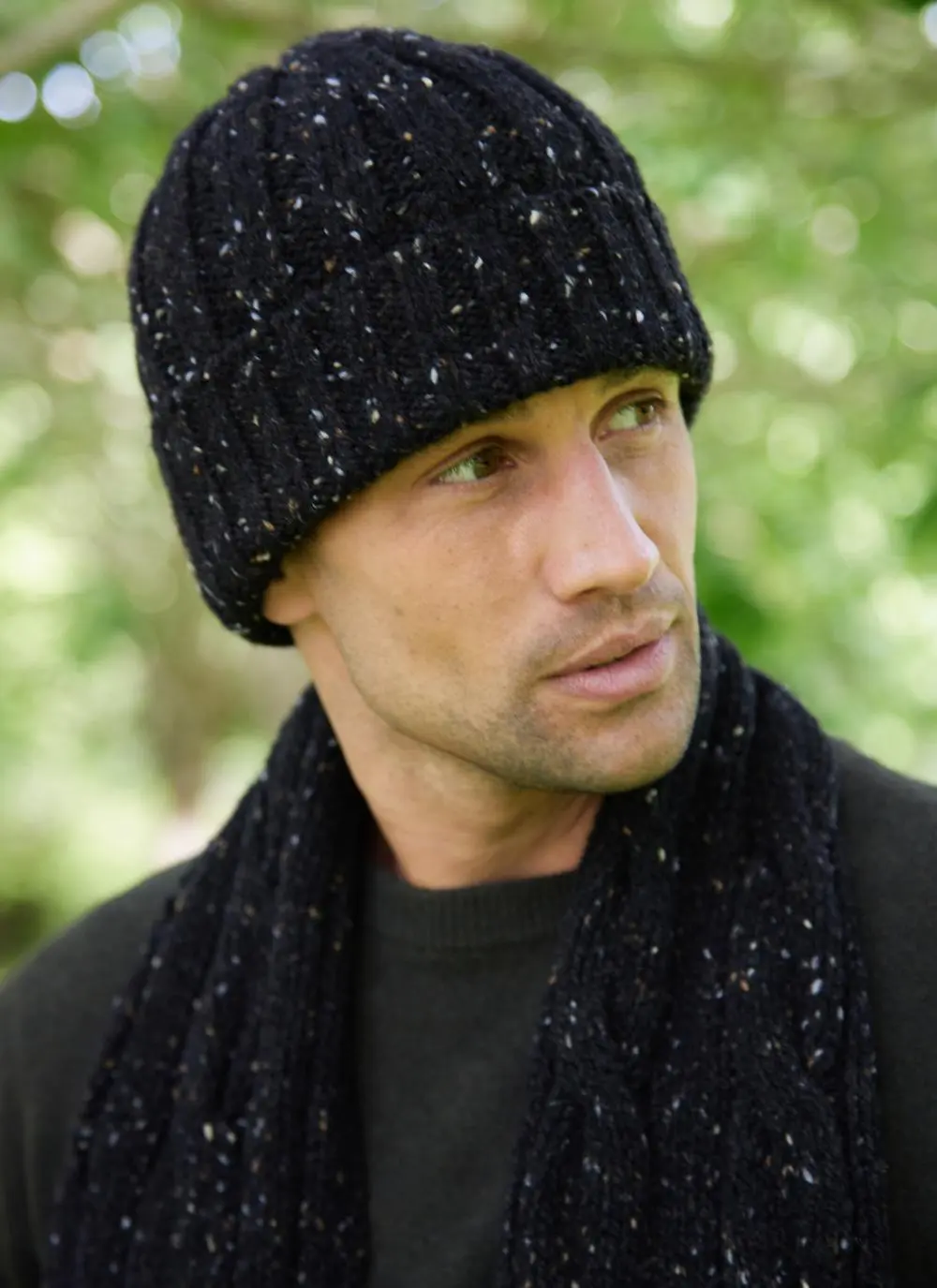 Fisherman Donegal Fleck Ribbed Beanie 