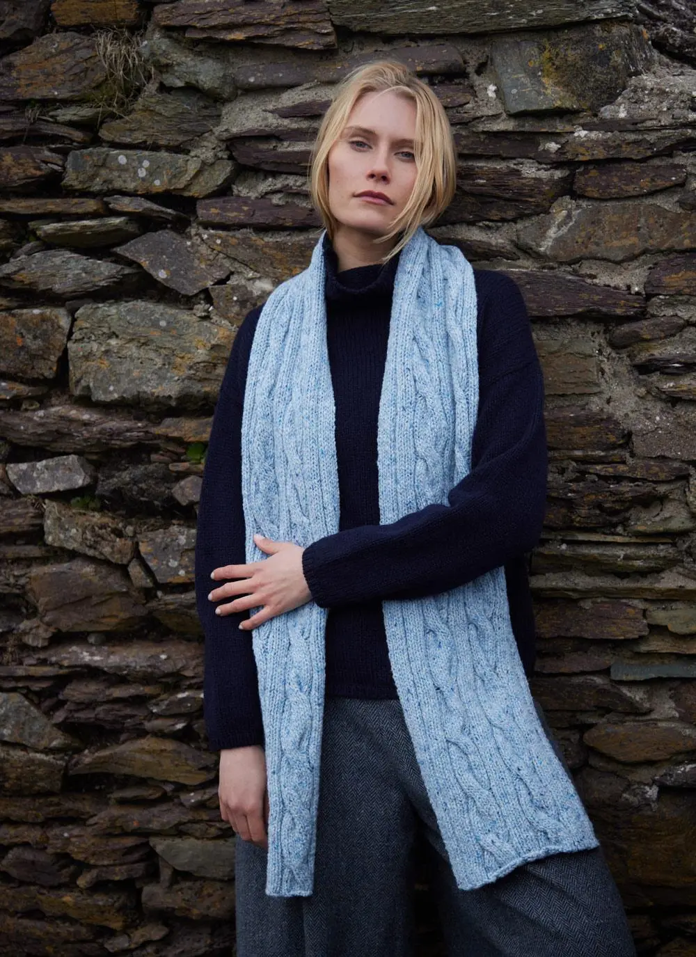 Fisherman Donegal Fleck Cable Scarf