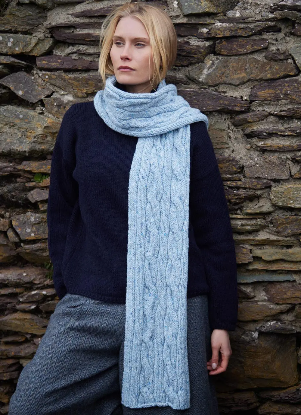 Fisherman Donegal Fleck Cable Scarf