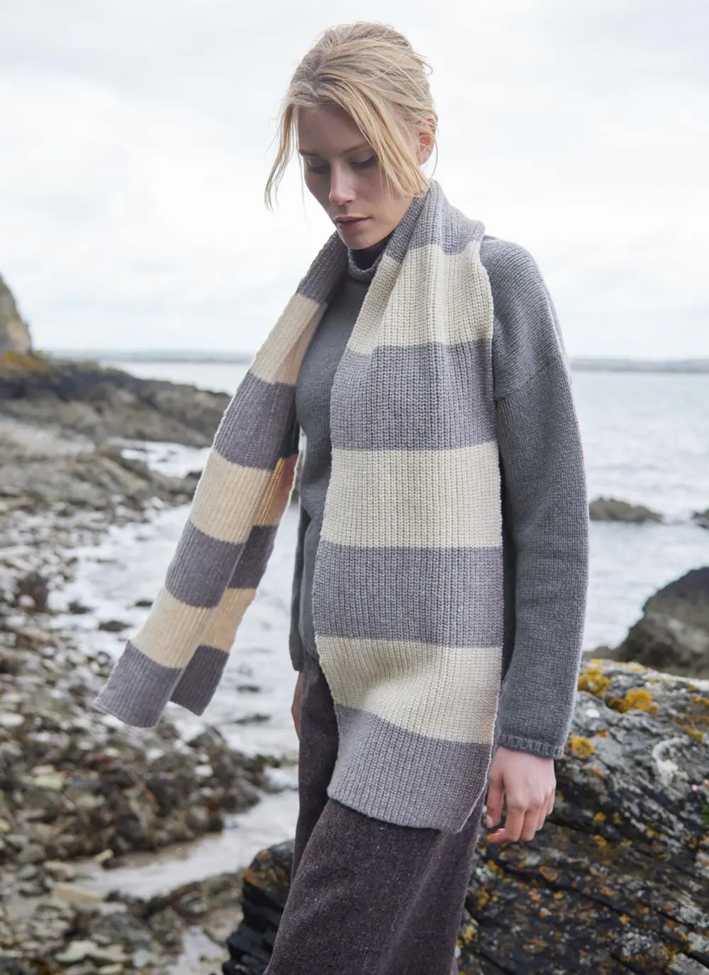 Fisherman Ribbed Striped Scarf
