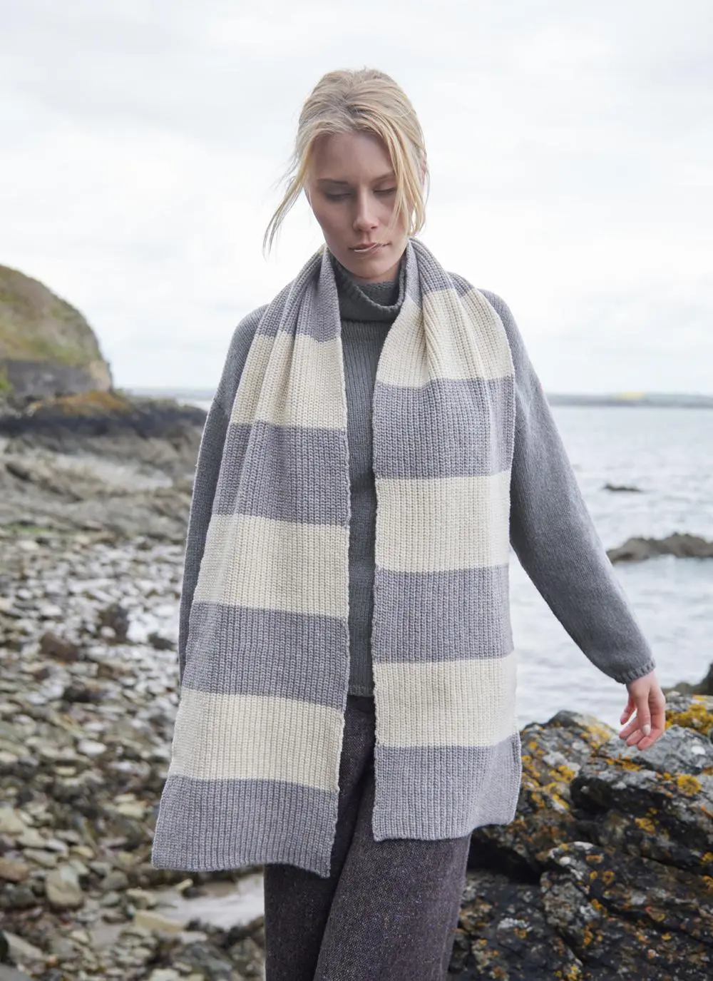 Fisherman Ribbed Striped Scarf