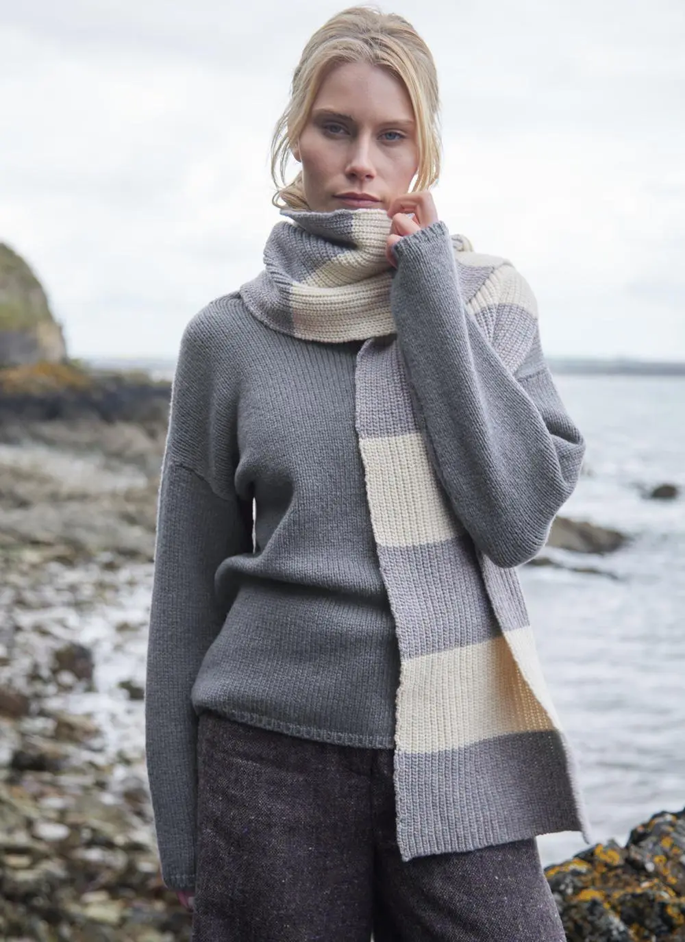 Fisherman Ribbed Striped Scarf