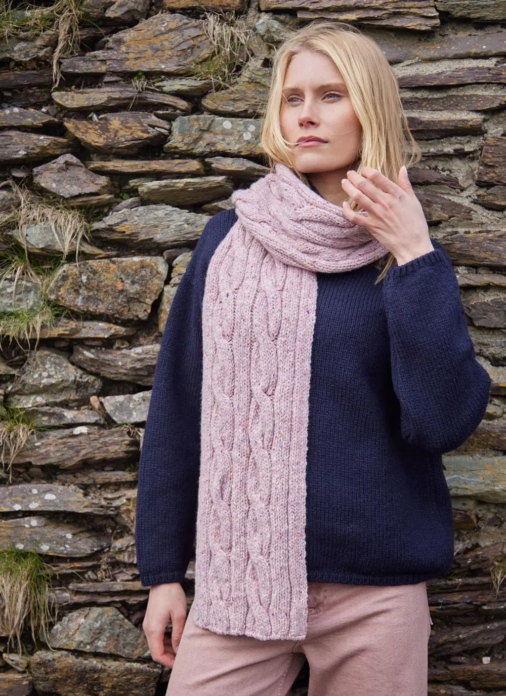 Fisherman Donegal Fleck Cable Scarf