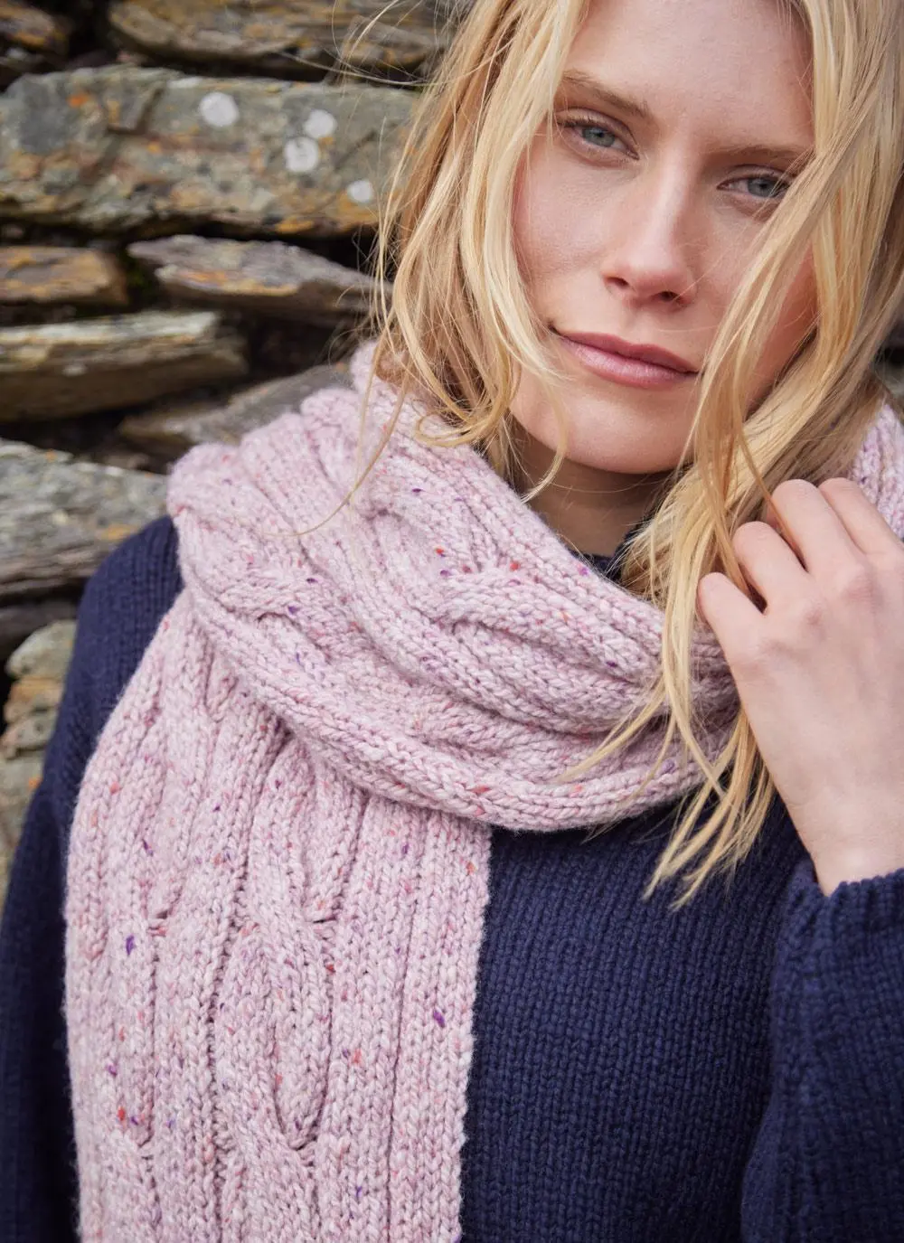 Fisherman Donegal Fleck Cable Scarf