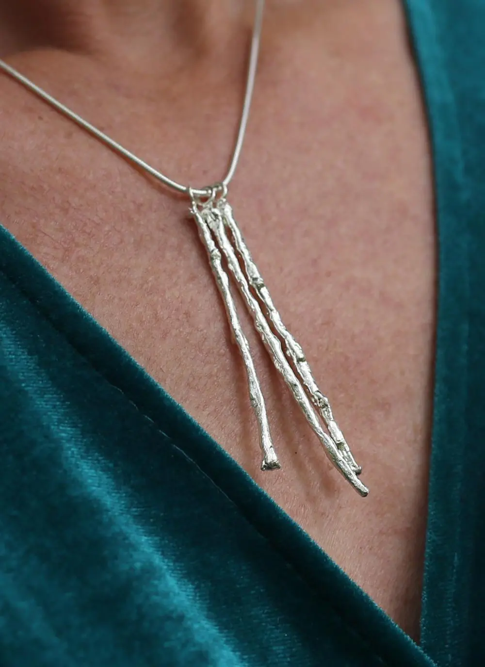 Silver Twig Triple Necklace 