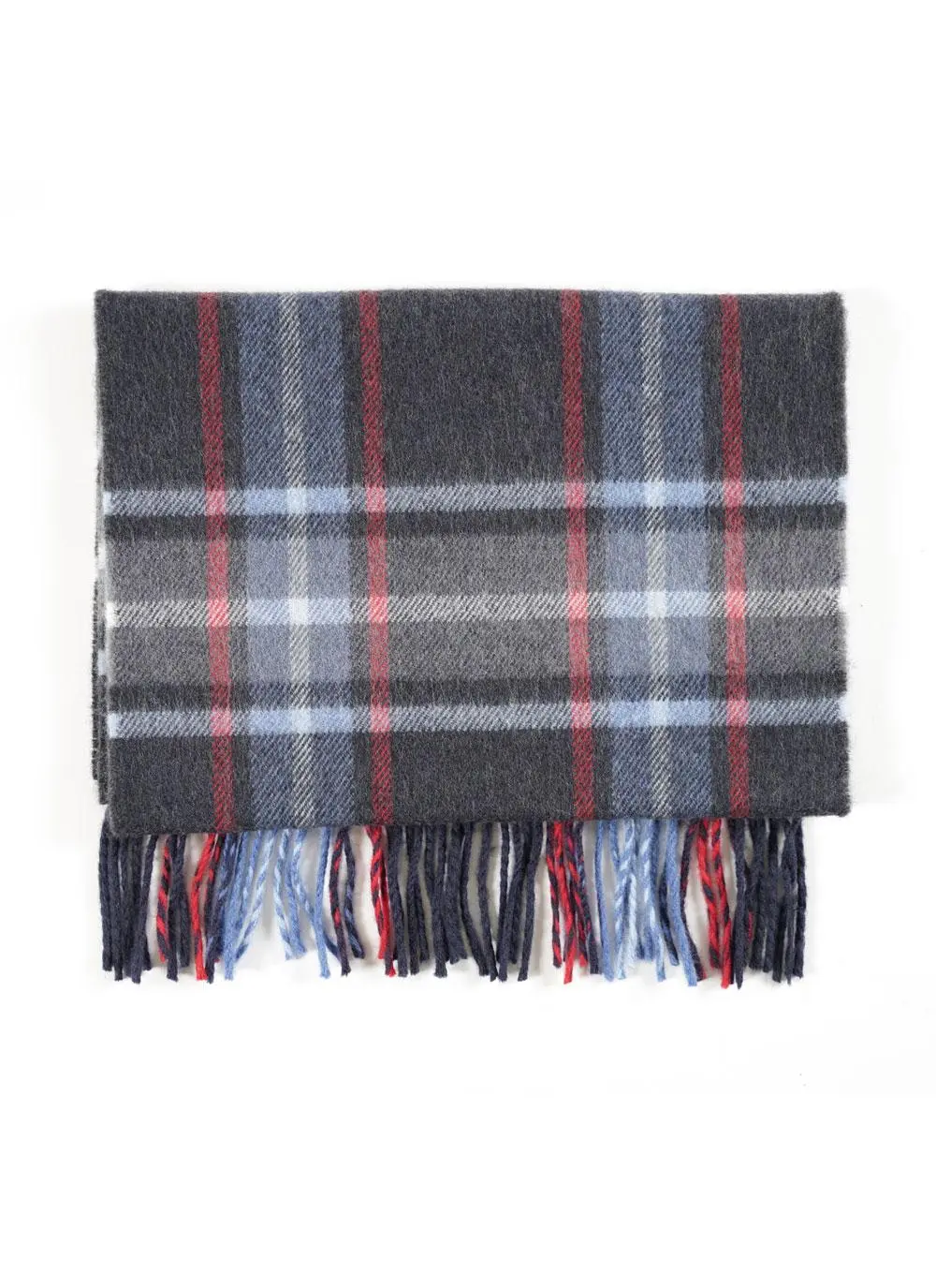 Merino Wool Scarf Navy Check
