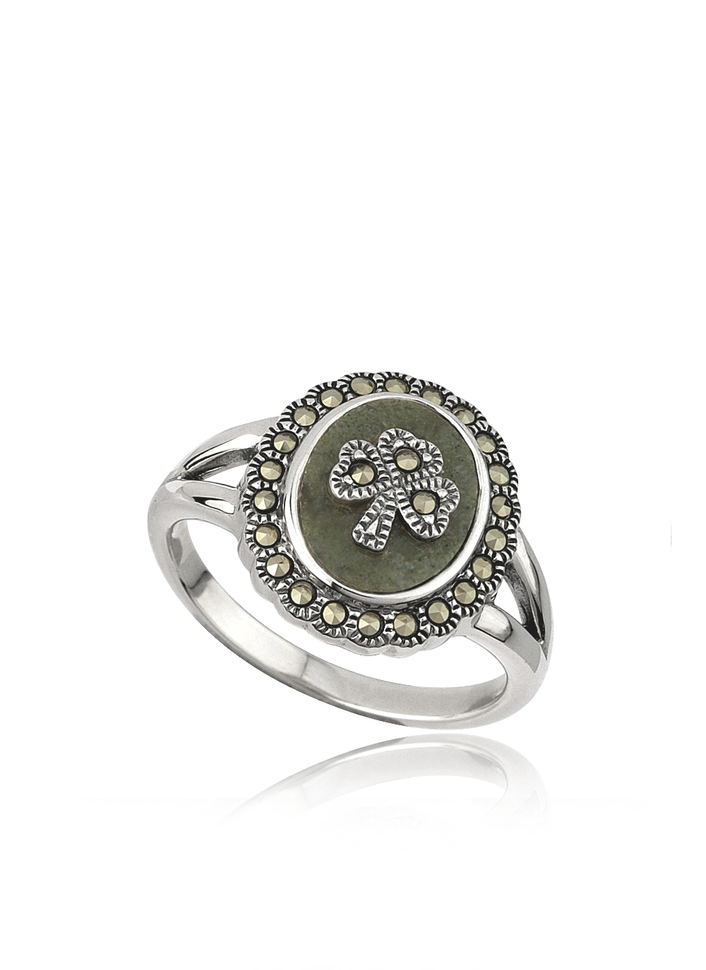 Sterling Silver Marcasite Shamrock Ring