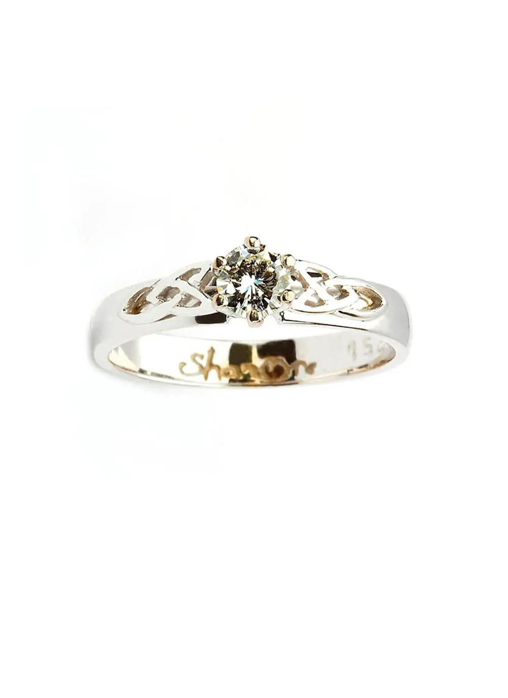 Ladies 14K White Gold Diamond Celtic Engagement Ring