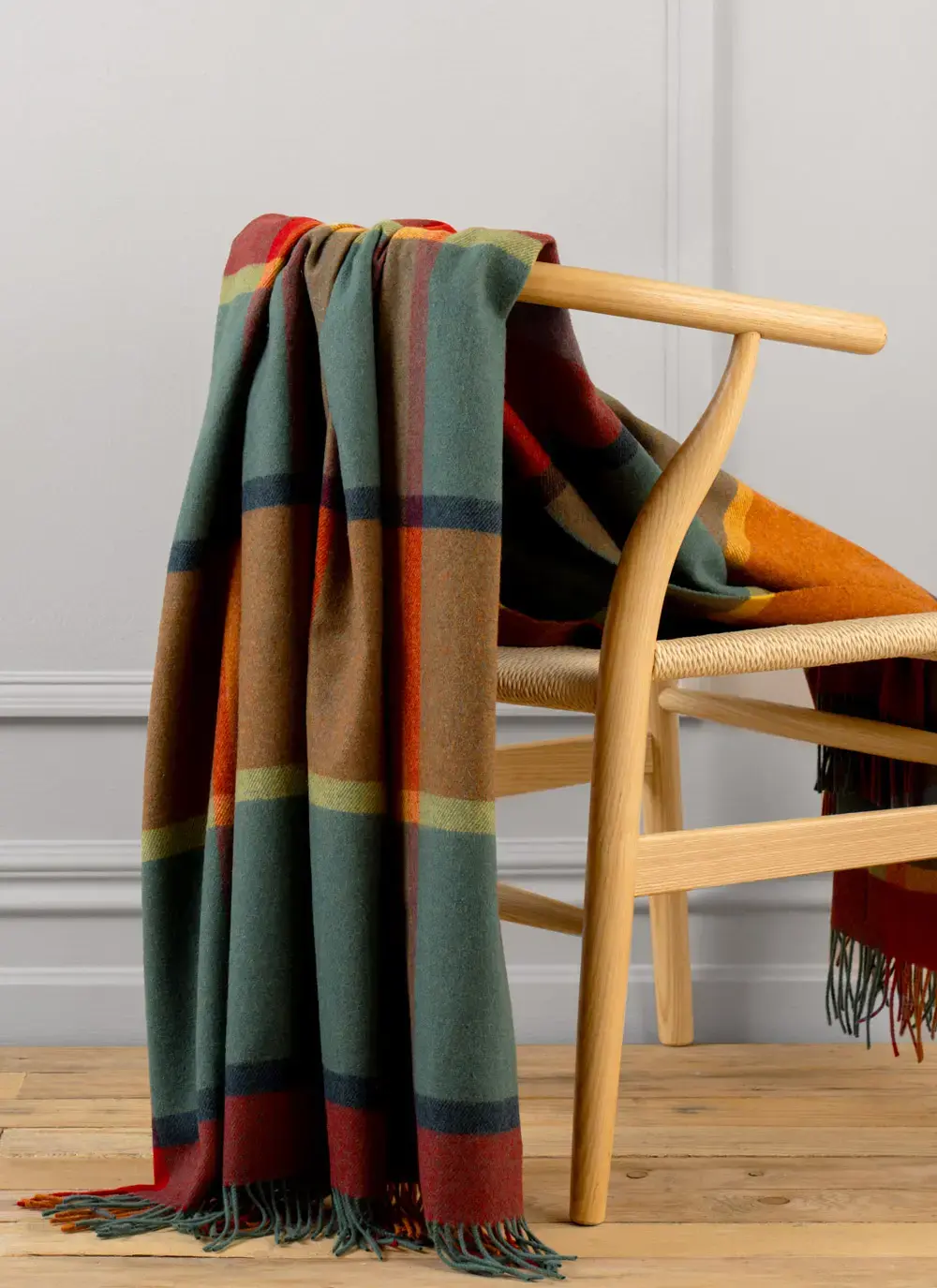 Rust Check Lambswool Throw 