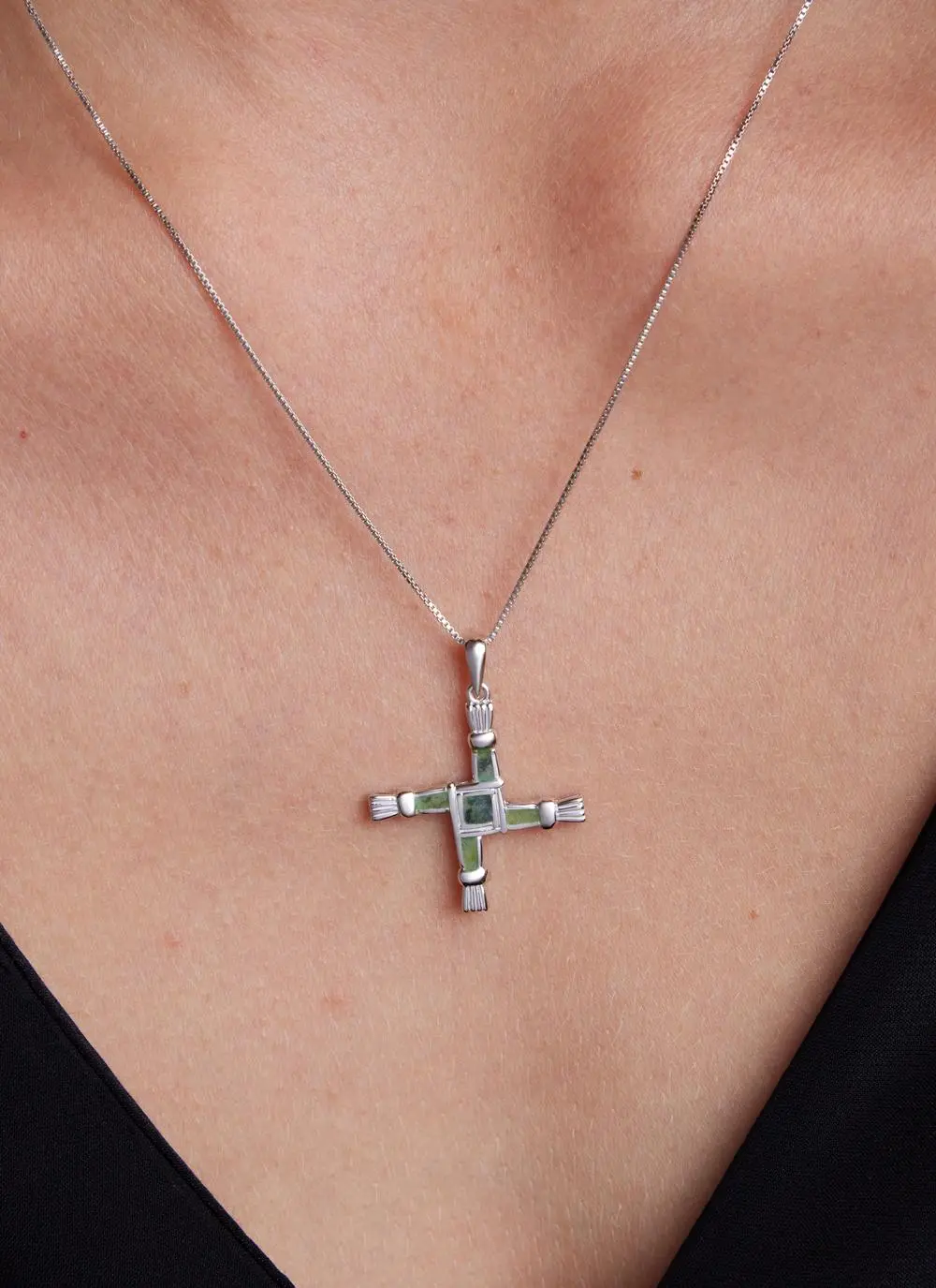Sterling Silver Connemara Marble St. Brigid's Pendant