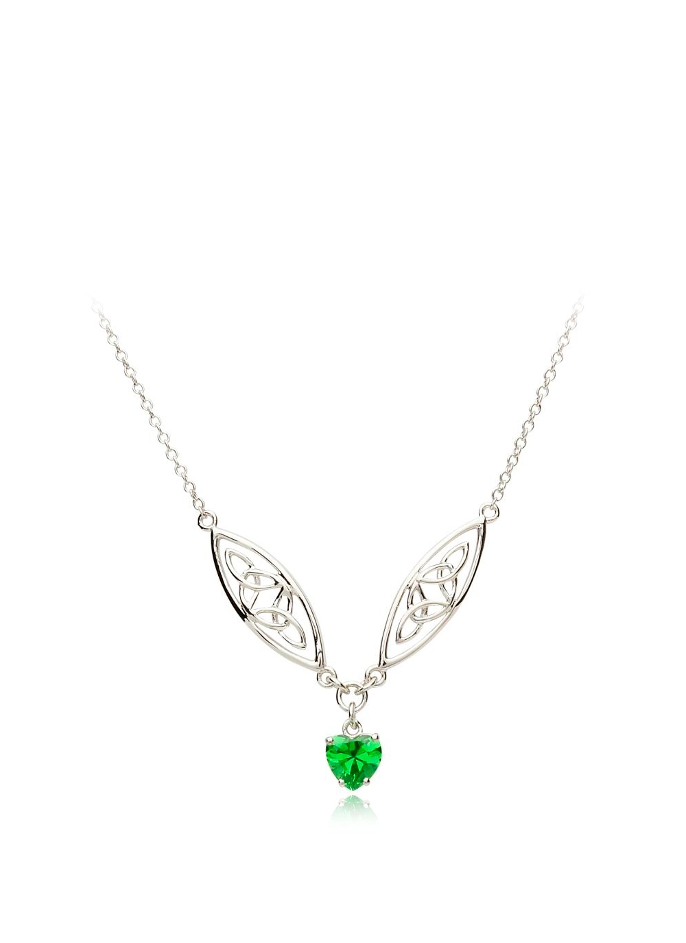 Sterling Silver Emerald Trinity Knot Pendant