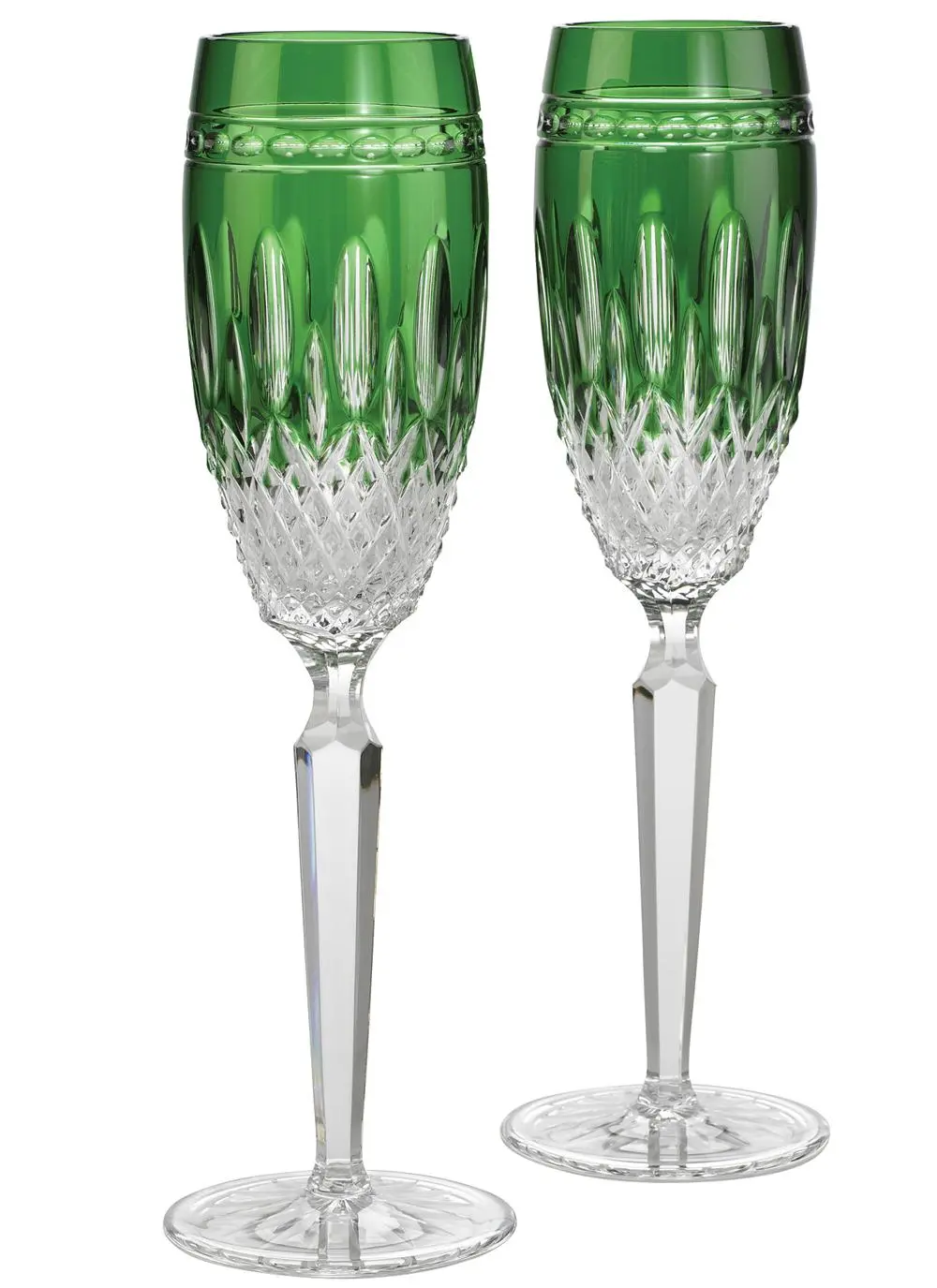 Waterford Crystal Clarendon Emerald Flute Pair
