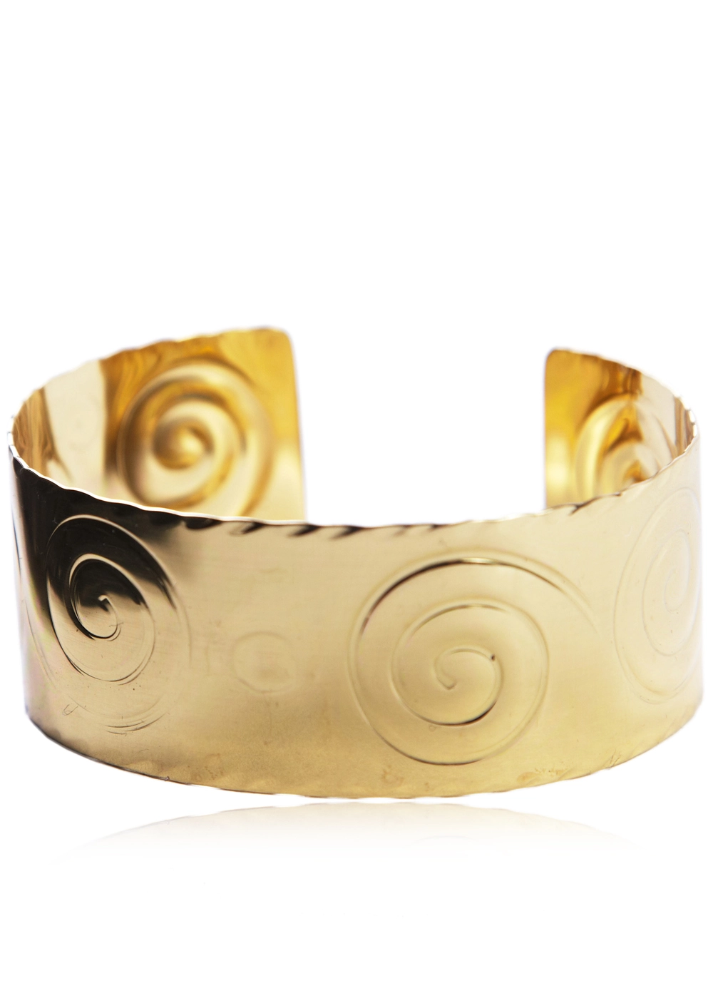 Wide Scroll Brass Bracelet 