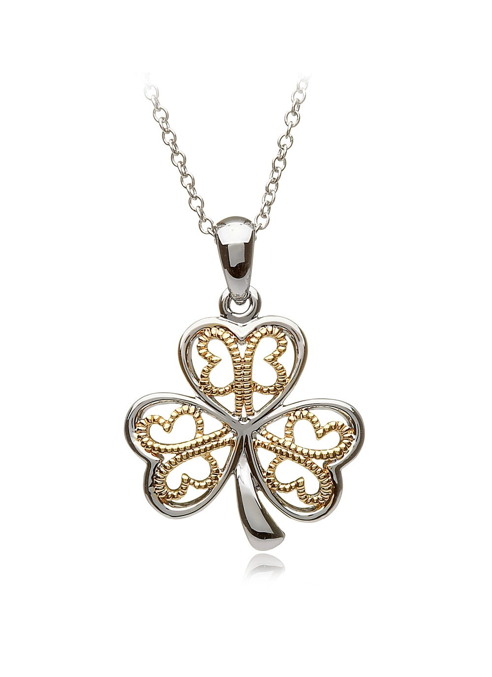 Sterling Silver and 14K Gold Shamrock Pendant