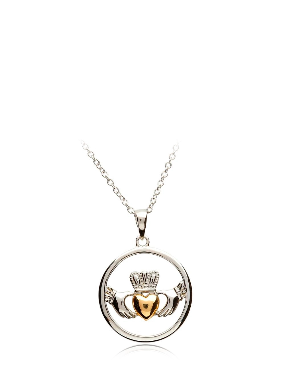 Sterling Silver Claddagh Circle Pendant