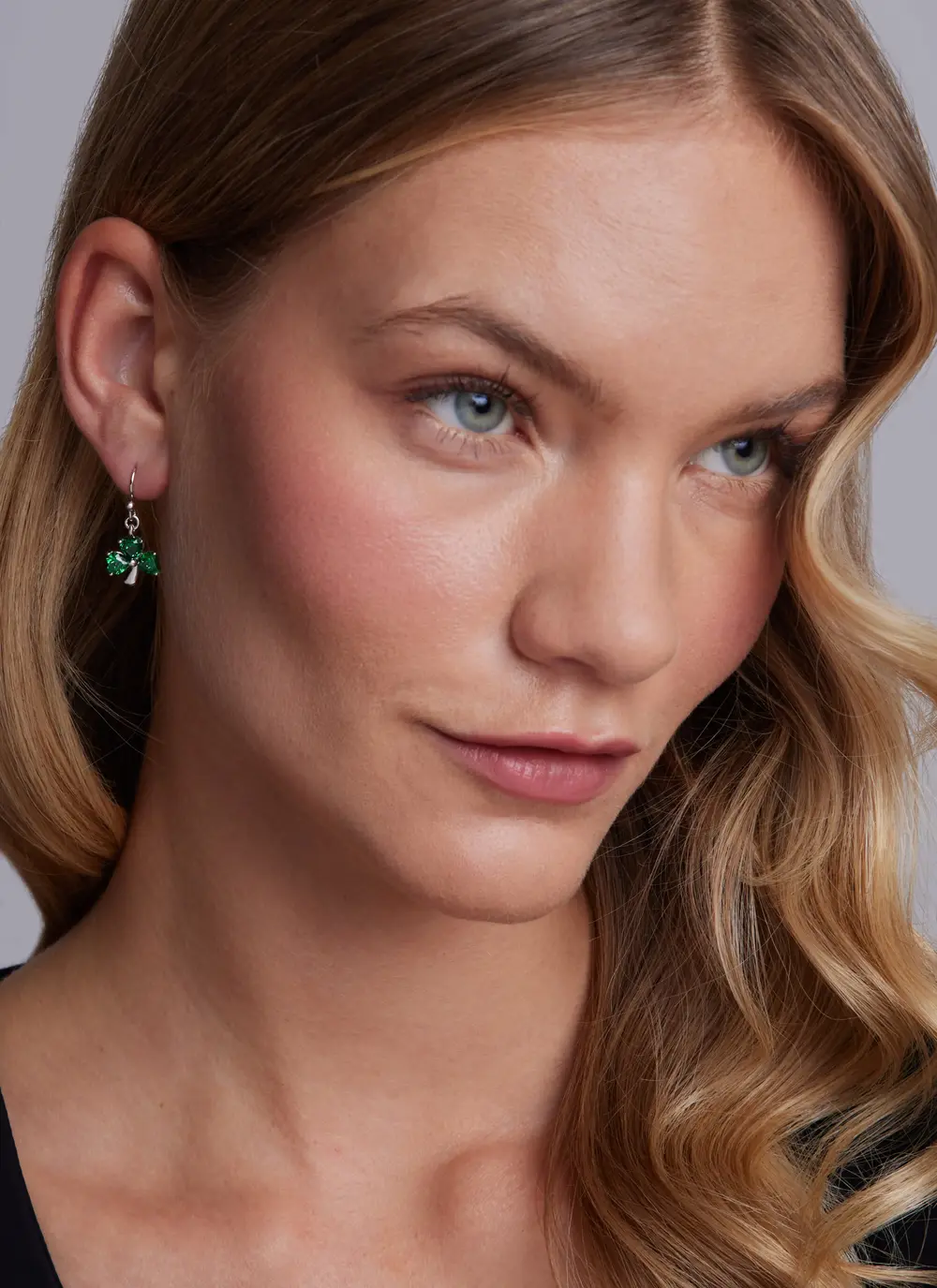 Sterling Silver Shamrock Celtic Drop Earrings with Green Cubic Zirconia