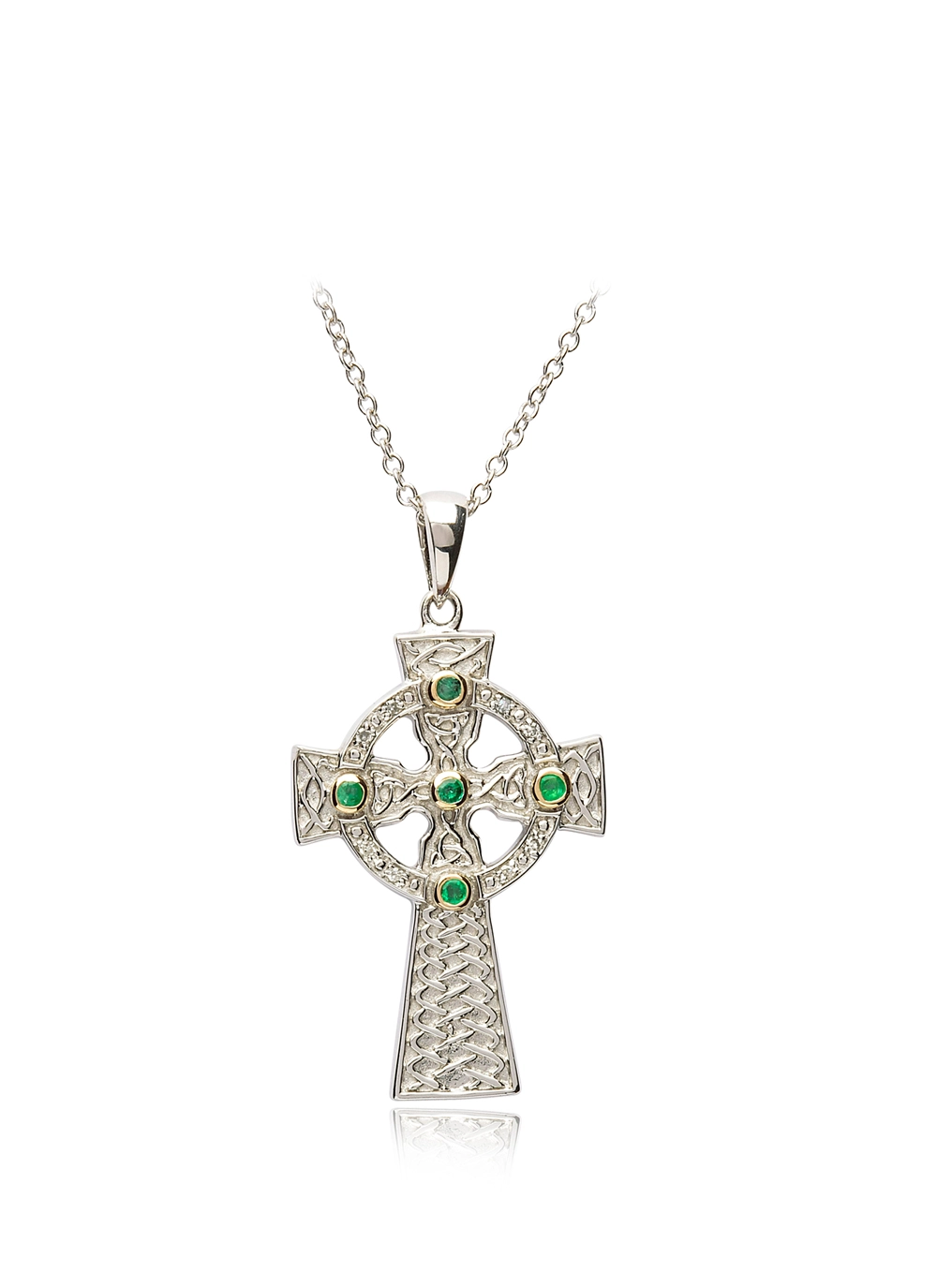 Sterling Silver Emerald Celtic Cross 
