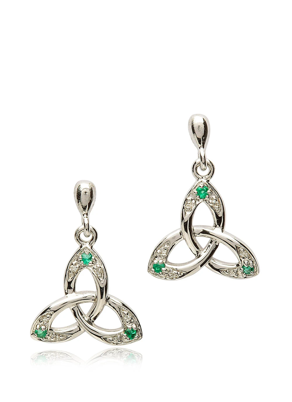Emerald & Diamond Trinity Knot Earrings | Blarney