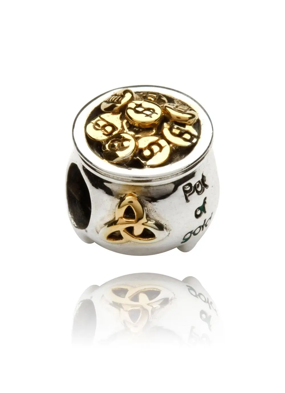 Sterling Silver & 14K Gold Pot of Gold Bead