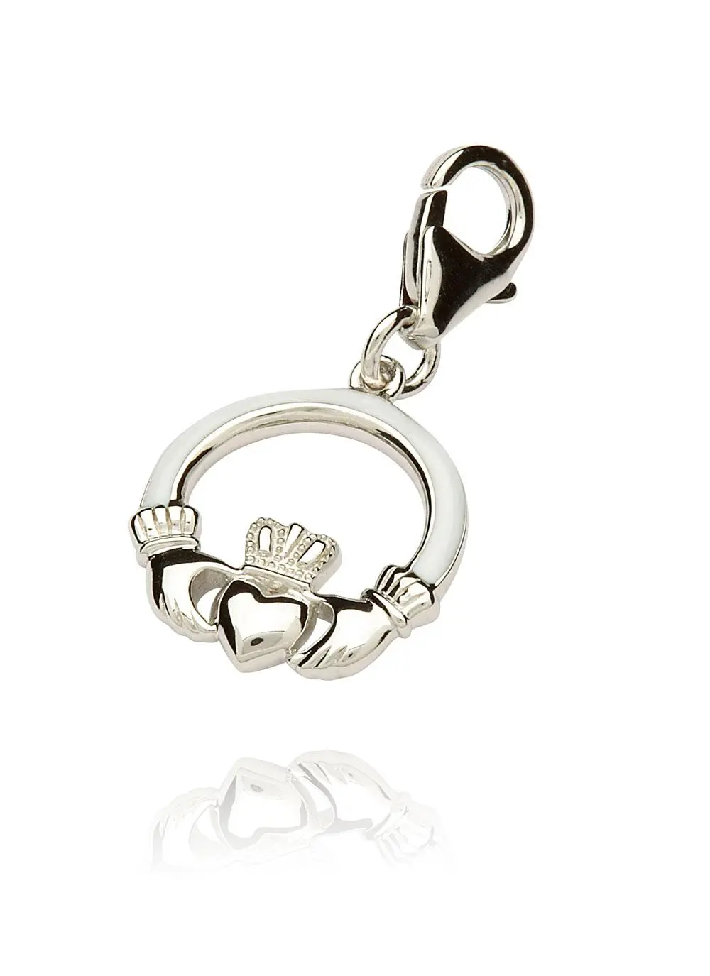 Sterling Silver White Claddagh Charm