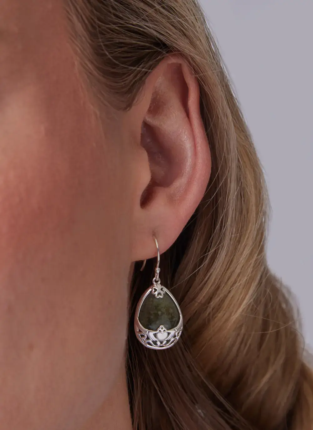 Connemara Marble Claddagh Basket Earrings