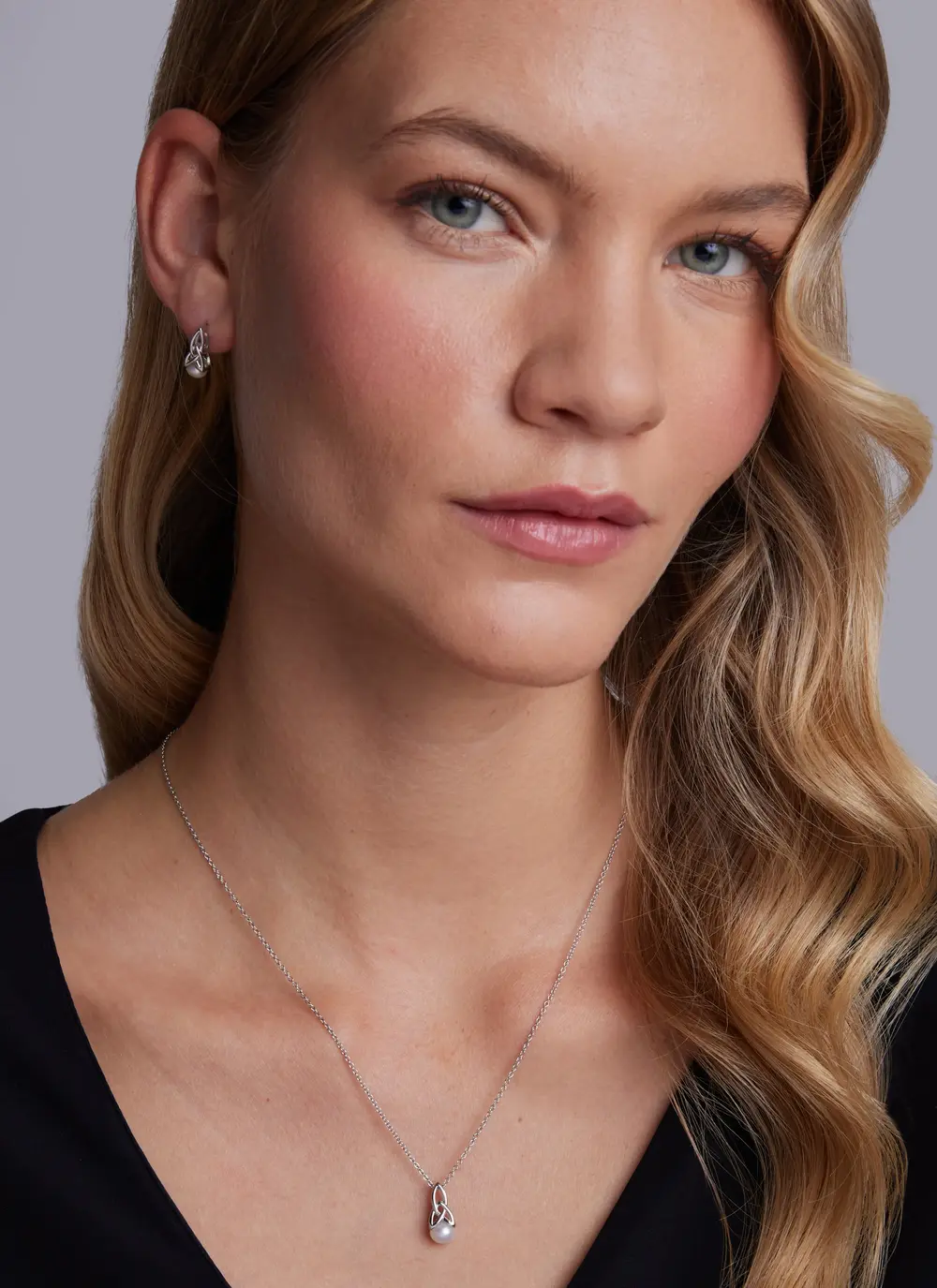 Sterling Silver Trinity Pearl Earrings