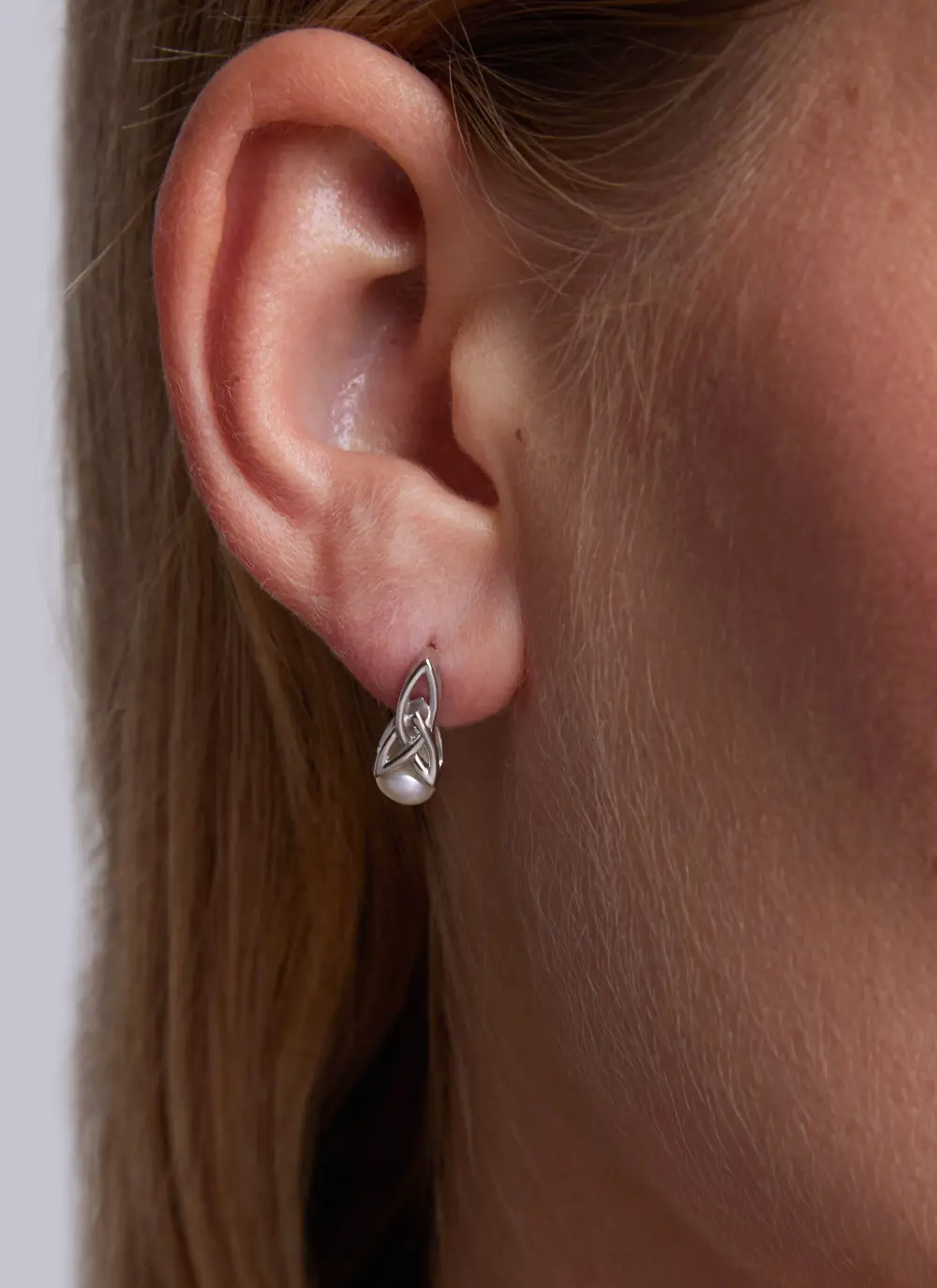 Sterling Silver Trinity Pearl Earrings