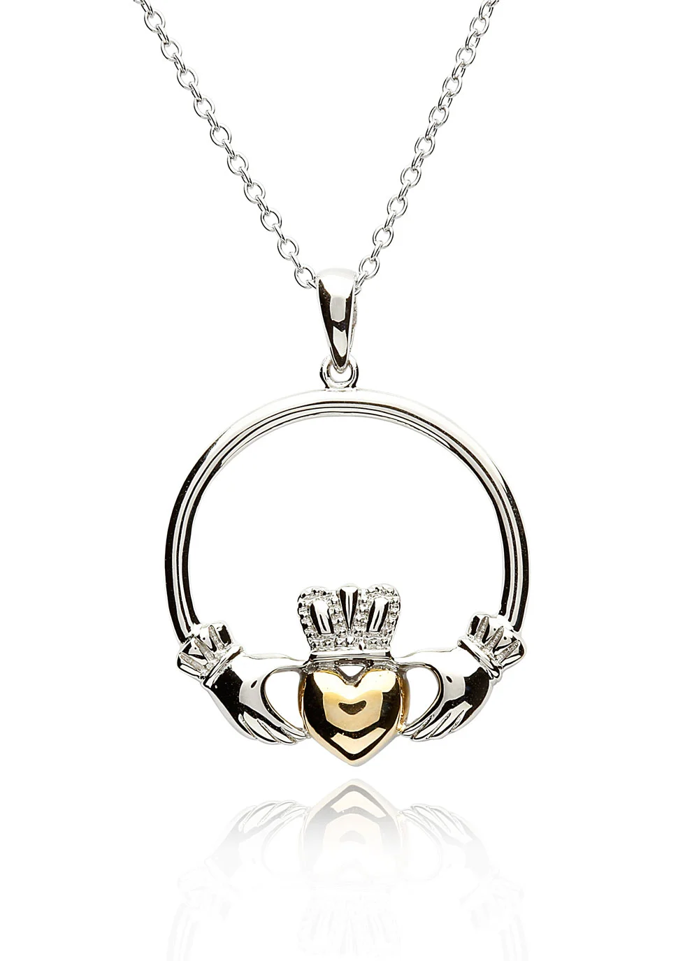 Sterling Silver and 14K Gold Claddagh Pendant