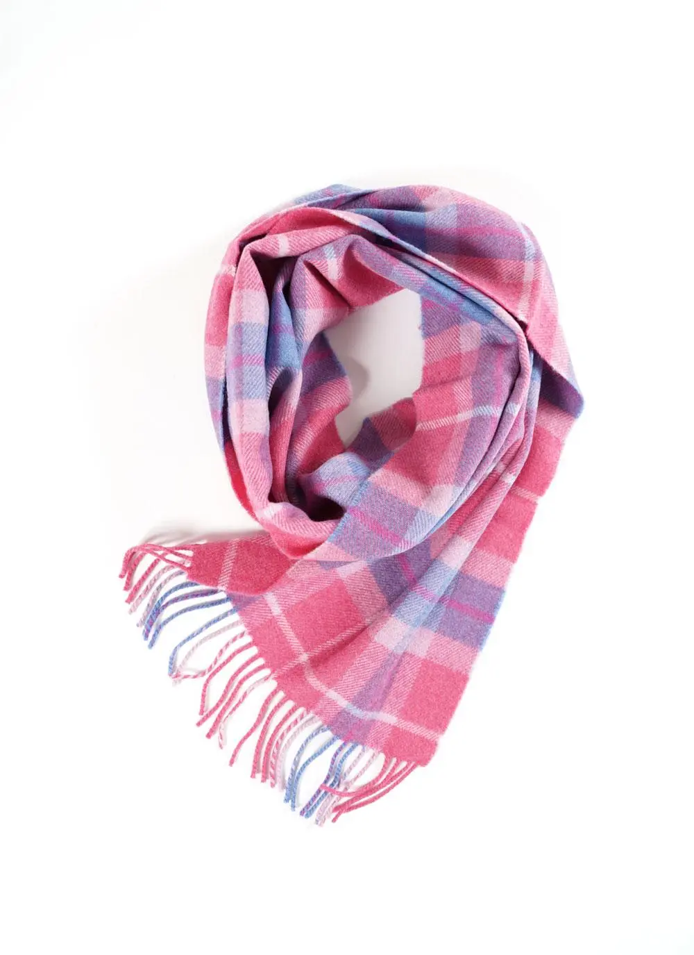 Merino Wool Scarf Pink Check