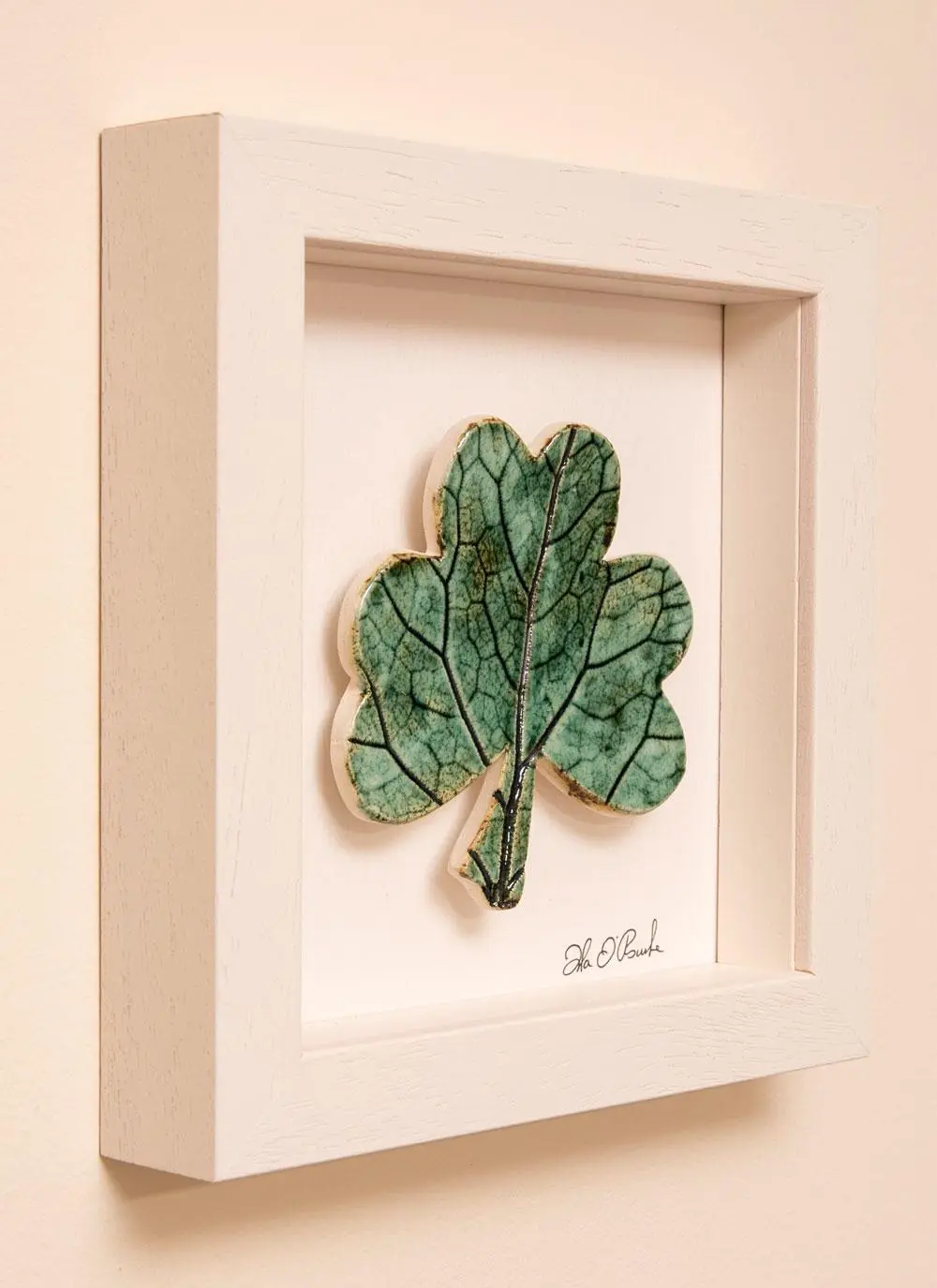 Handmade Framed Ceramic Shamrock